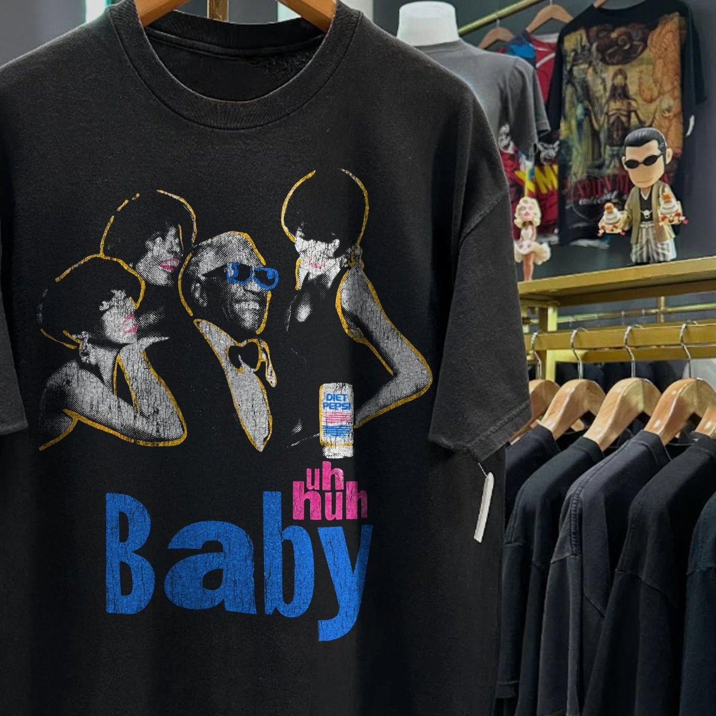 90s Ray Charles 'Uh Huh Baby' Pepsico Classic T-Shirt Black XL Unisex T-shirt, Sweatshirt, Hoodie, Long Sleeve Tee - T-Shirt, Sweatshirt, Hoodie