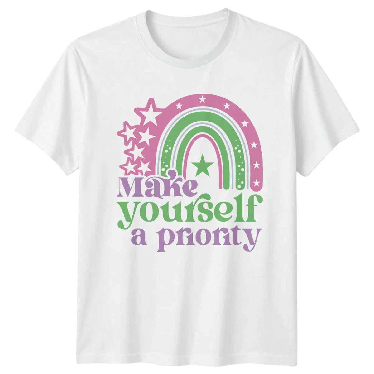 Make Yourself A Priority Womens T-Shirt Boho Rainbow Self Care Birthday Gift Unisex T-shirt, Sweatshirt, Hoodie, Long Sleeve Tee - T-Shirt, Sweatshirt, Hoodie