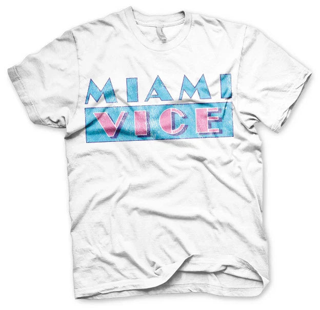 Miami Vice Distressed Logo 80s Tv Serie T-Shirt Mnner Men Weiss White Unisex T-shirt, Sweatshirt, Hoodie, Long Sleeve Tee - T-Shirt, Sweatshirt, Hoodie