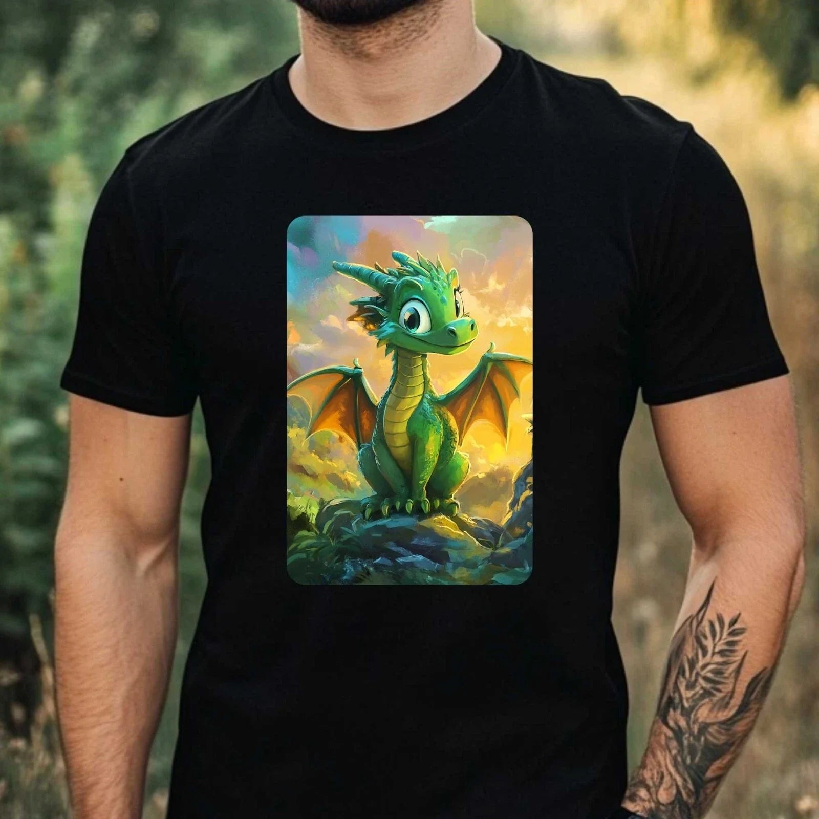 Mens Dragon Cartoon Theme Cotton T-Shirt Size XS to 5XL Unisex T-shirt, Sweatshirt, Hoodie, Long Sleeve Tee - T-Shirt, Sweatshirt, Hoodie