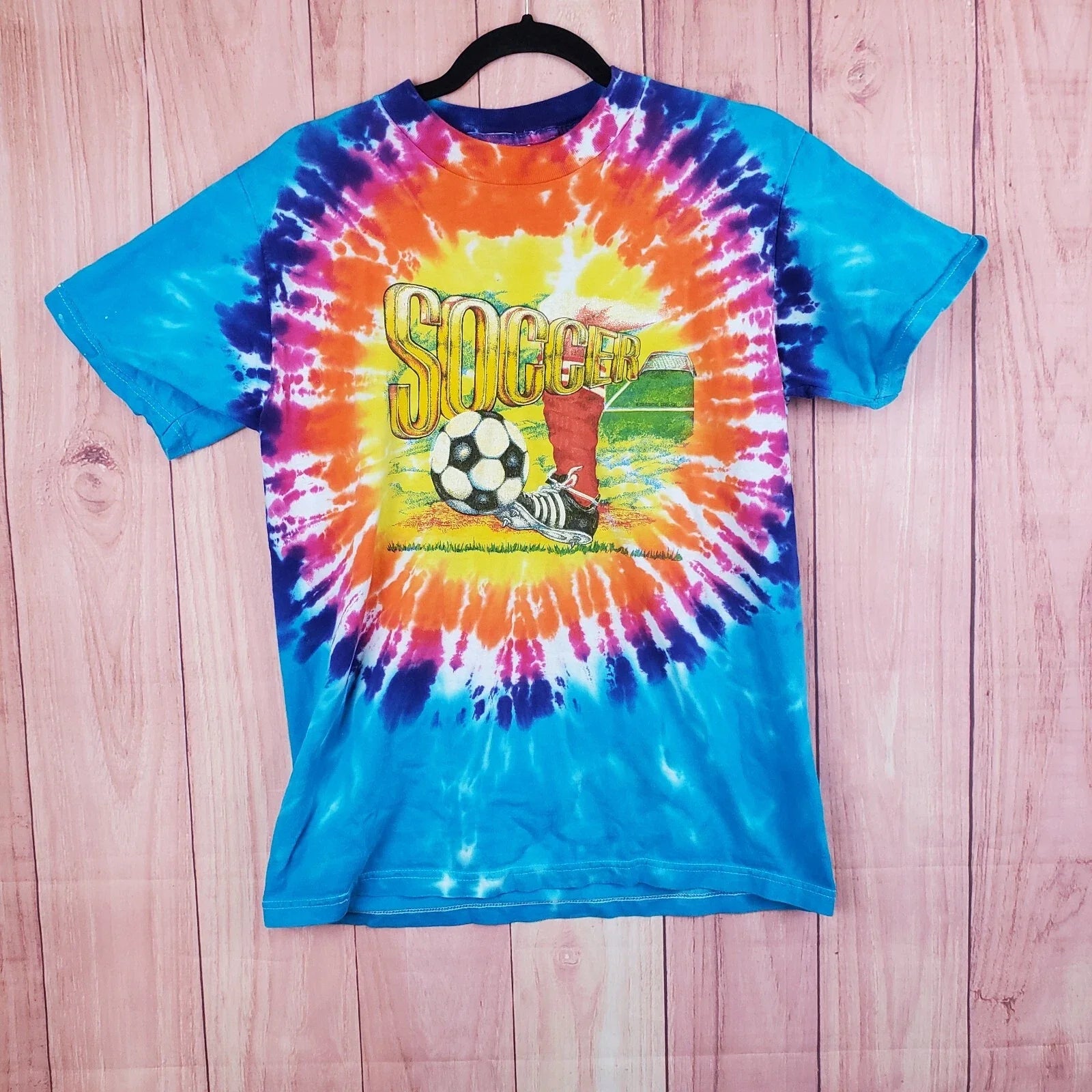 Vintage Tie Dye Graphic Soccer Shirt Sz M Medium Cleats Futbol Unisex T-shirt, Sweatshirt, Hoodie, Long Sleeve Tee - T-Shirt, Sweatshirt, Hoodie