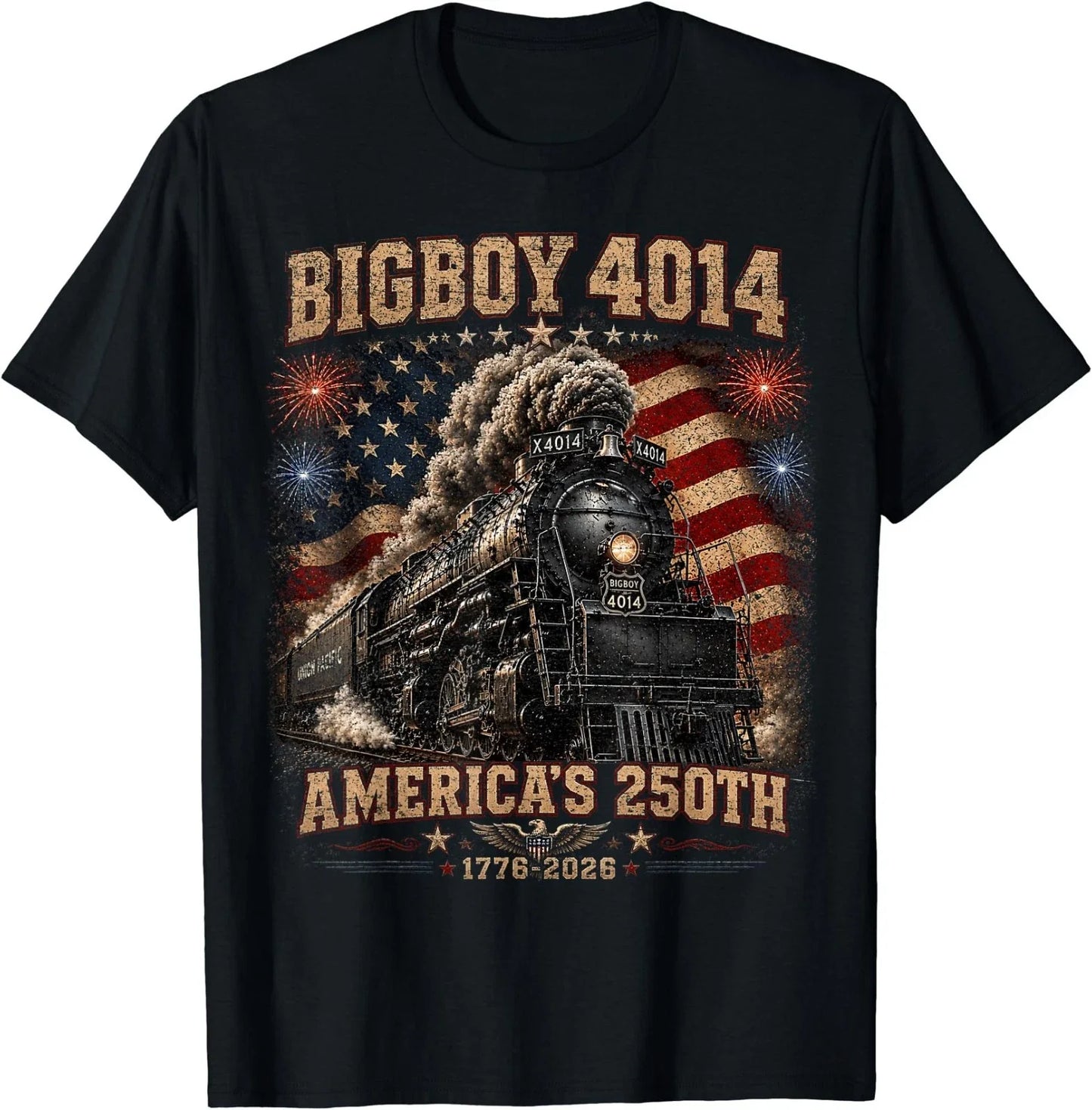 250th Anniversary USA Big Boy 4014 Train Vintage US Flag T-Shirt Unisex T-shirt, Sweatshirt, Hoodie, Long Sleeve Tee - T-Shirt, Sweatshirt, Hoodie