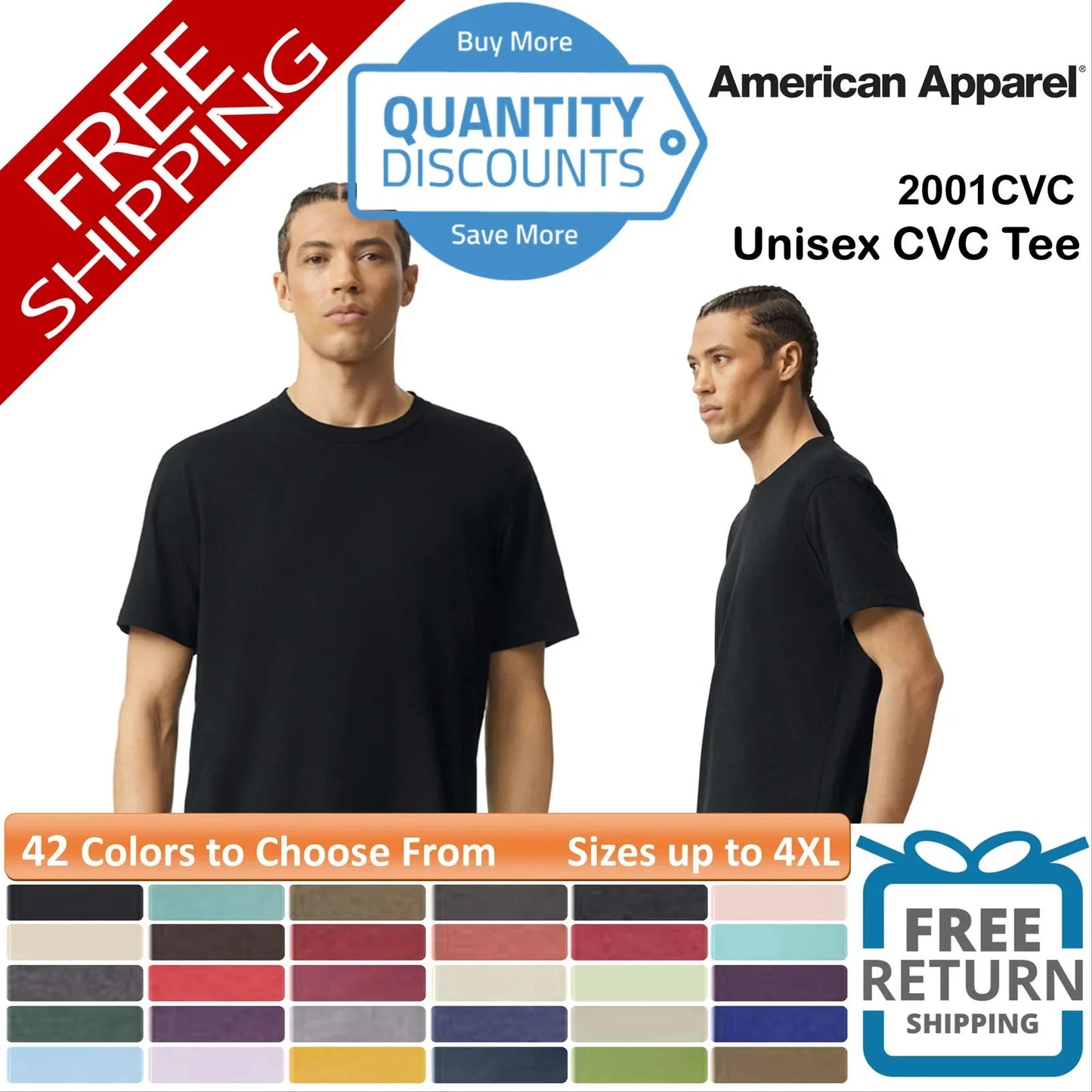 American Apparel CVC T Shirt Short Sleeve Plain Blank Blend Up To 4XL 2001CVC Unisex T-shirt, Sweatshirt, Hoodie, Long Sleeve Tee - T-Shirt, Sweatshirt, Hoodie