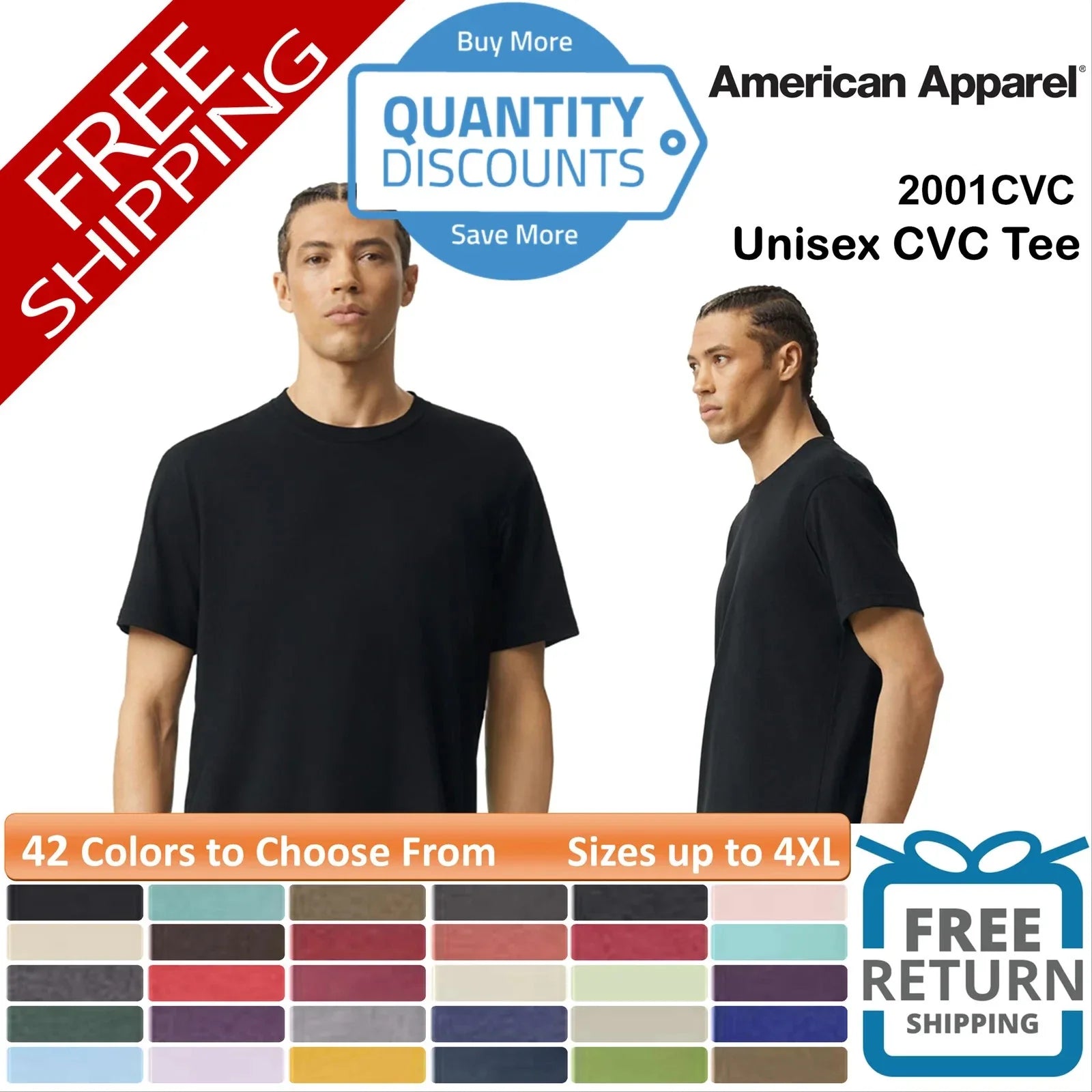 American Apparel CVC T Shirt Short Sleeve Plain Blank Blend Up To 4XL 2001CVC Unisex T-shirt, Sweatshirt, Hoodie, Long Sleeve Tee - T-Shirt, Sweatshirt, Hoodie