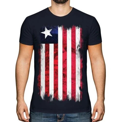 Liberia Grunge Flag Mens T-Shirt Liberian Football Jersey Gift Unisex T-shirt, Sweatshirt, Hoodie, Long Sleeve Tee - T-Shirt, Sweatshirt, Hoodie