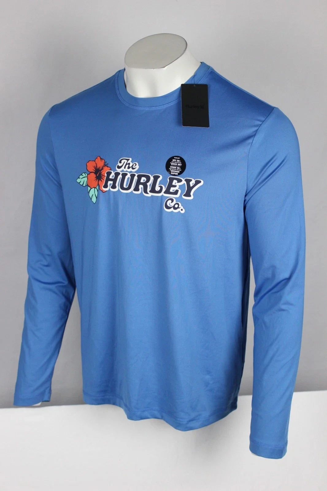 Hurley Men's Floral Sunshirt Long Sleeve Crew Shirt Seaview Blue UPF 50+ Unisex T-shirt, Sweatshirt, Hoodie, Long Sleeve Tee - T-Shirt, Sweatshirt, Hoodie