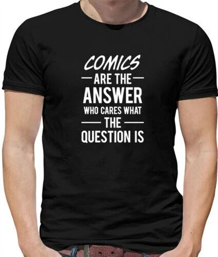 Comics Are The Answer - Mens T-Shirt - Graphic Novel Superhero Pop Art Comic Unisex T-shirt, Sweatshirt, Hoodie, Long Sleeve Tee - T-Shirt, Sweatshirt, Hoodie