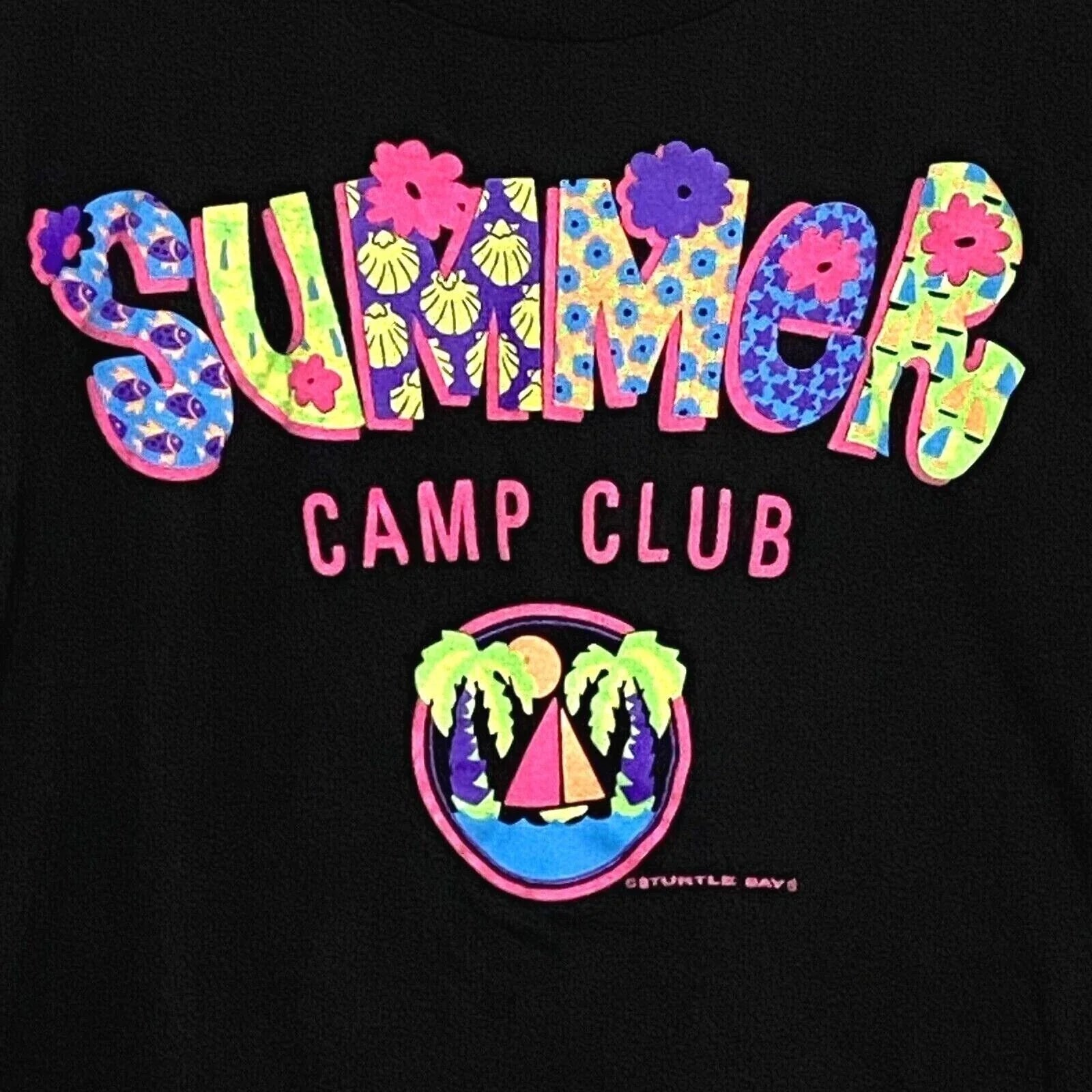 Dopamine Summer Camp Club Womens T-Shirt L Black Flowers Boho Colorful Bloomcore Unisex T-shirt, Sweatshirt, Hoodie, Long Sleeve Tee - T-Shirt, Sweatshirt, Hoodie