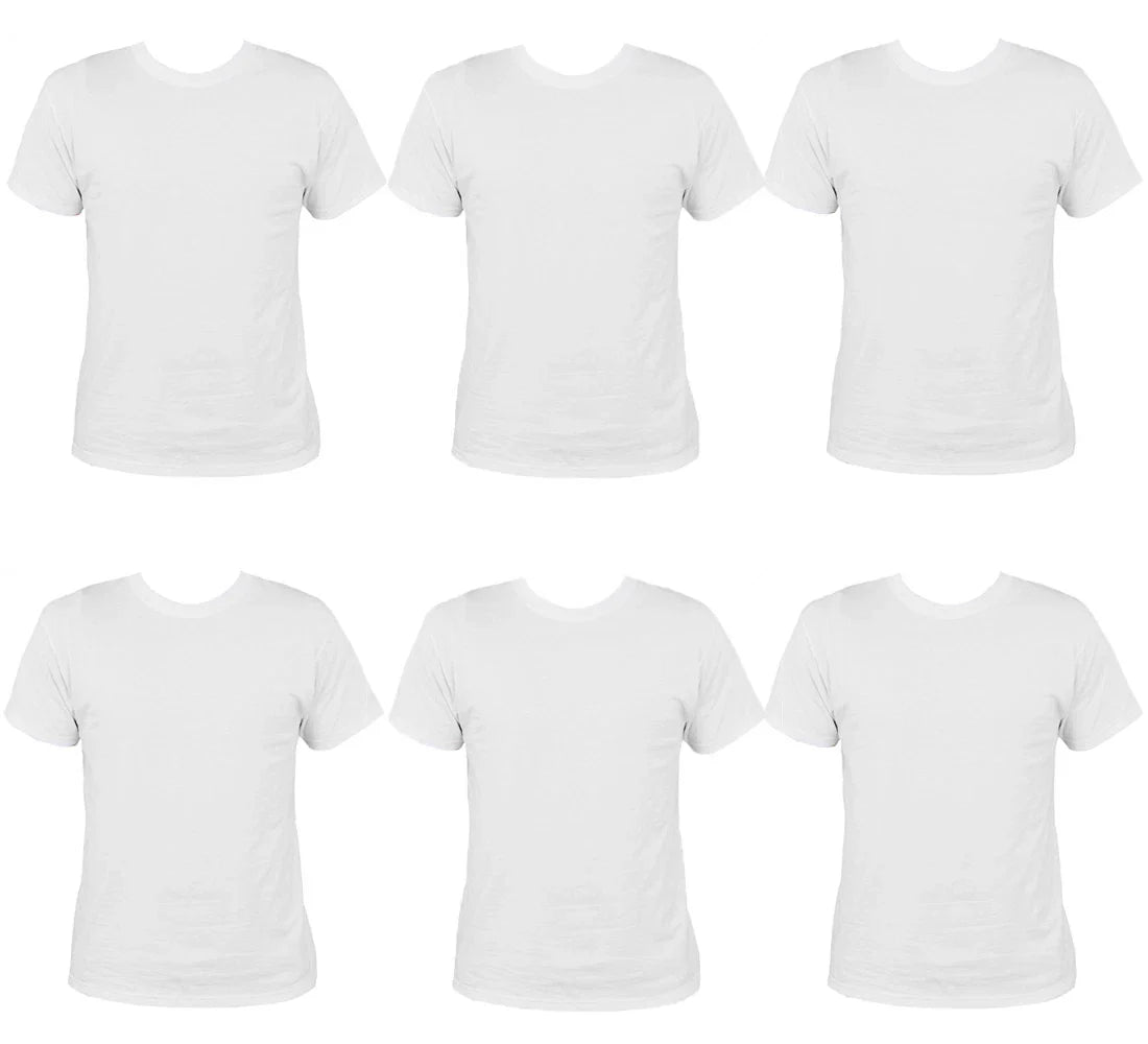 PACK OF 6 MENS WHITE CREW NECK T-SHIRT 100% COTTON ADULT FASHION SUMMER S-XXL Unisex T-shirt, Sweatshirt, Hoodie, Long Sleeve Tee - T-Shirt, Sweatshirt, Hoodie