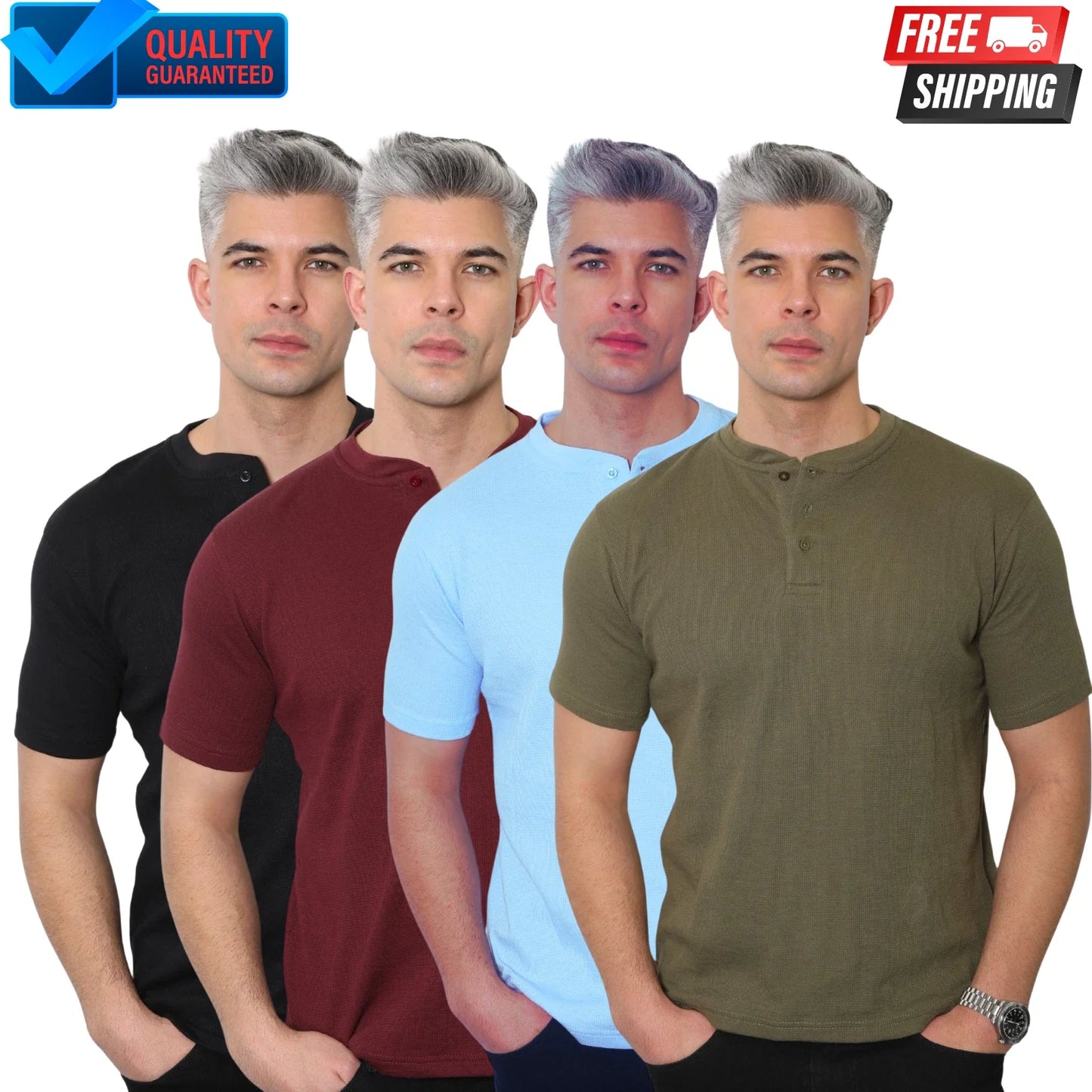 UrbanFit Mens Henley T-Shirt Short Sleeve Waffle Knit Top casual shirt (2310) Unisex T-shirt, Sweatshirt, Hoodie, Long Sleeve Tee - T-Shirt, Sweatshirt, Hoodie