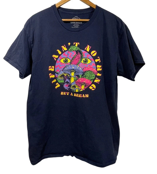 12oz Soda Mens L Navy Blue T-Shirt Life Aint Nothin But A Dream Mushroom Trippy Unisex T-shirt, Sweatshirt, Hoodie, Long Sleeve Tee - T-Shirt, Sweatshirt, Hoodie
