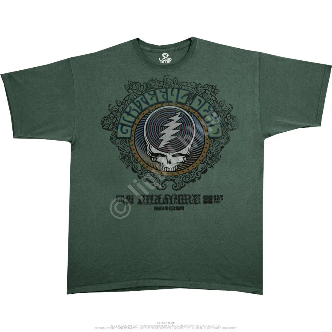 GRATEFUL DEAD-FILLMORE GREEN- STEAL YOUR FACE-T SHIRT S-M-L-XL-XXL Garcia,Wier Unisex T-shirt, Sweatshirt, Hoodie, Long Sleeve Tee - T-Shirt, Sweatshirt, Hoodie