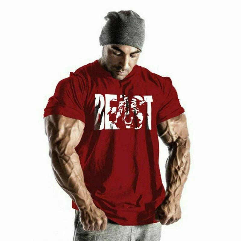 Men Gym Beast Bodybuilding Fitness Sport Workout Casual Cotton T-shirt Tee Vest Unisex T-shirt, Sweatshirt, Hoodie, Long Sleeve Tee - T-Shirt, Sweatshirt, Hoodie