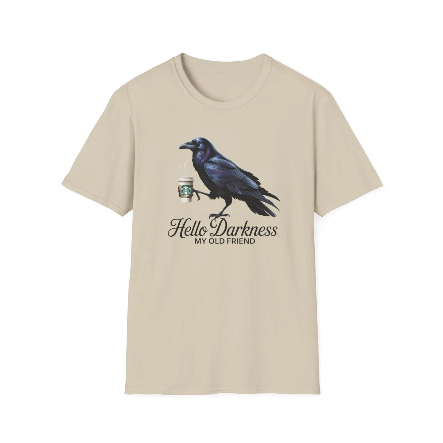 Raven Coffee Unisex T-Shirt, Bird Lover Tee, Gothic Graphic Shirt, Halloween Unisex T-shirt, Sweatshirt, Hoodie, Long Sleeve Tee - T-Shirt, Sweatshirt, Hoodie