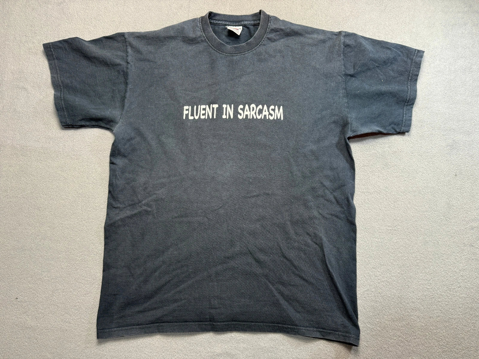 fluent in sarcasm black shirt mens size L fruit of the loom Unisex T-shirt, Sweatshirt, Hoodie, Long Sleeve Tee - T-Shirt, Sweatshirt, Hoodie