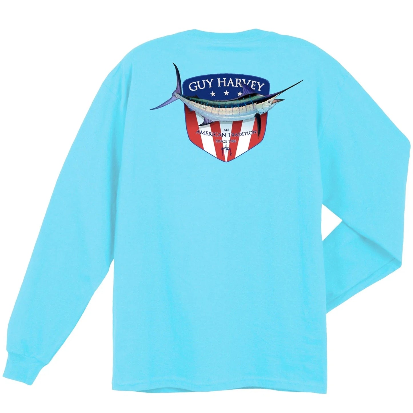 Guy Harvey Down Home L/S Fish Boat Hunting Pocket T-shirt..Pick Size..Pool Blue Unisex T-shirt, Sweatshirt, Hoodie, Long Sleeve Tee - T-Shirt, Sweatshirt, Hoodie