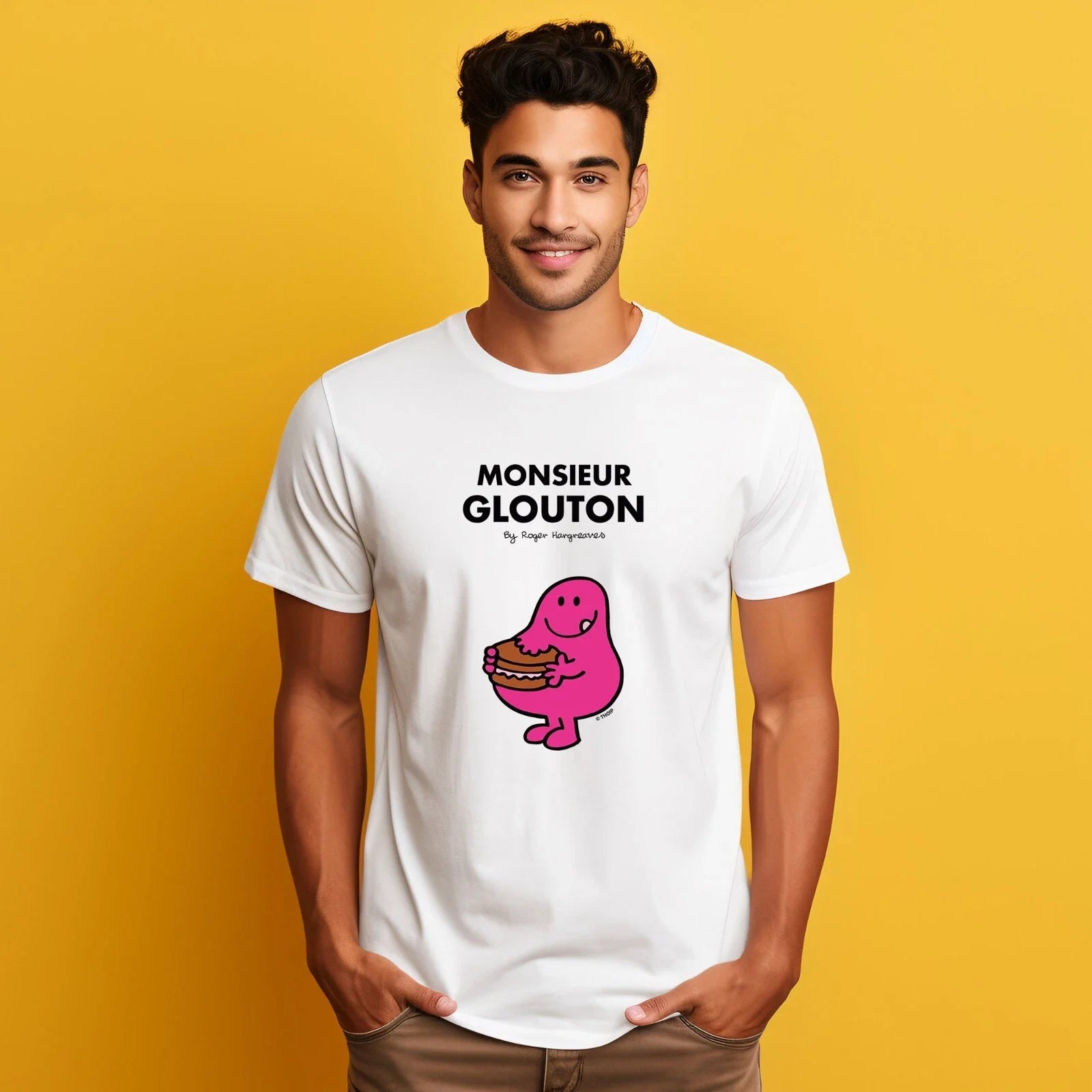 Men's T-Shirt Short Sleeve White Monsieur Glouton Limited Edition Cotton Unisex T-shirt, Sweatshirt, Hoodie, Long Sleeve Tee - T-Shirt, Sweatshirt, Hoodie
