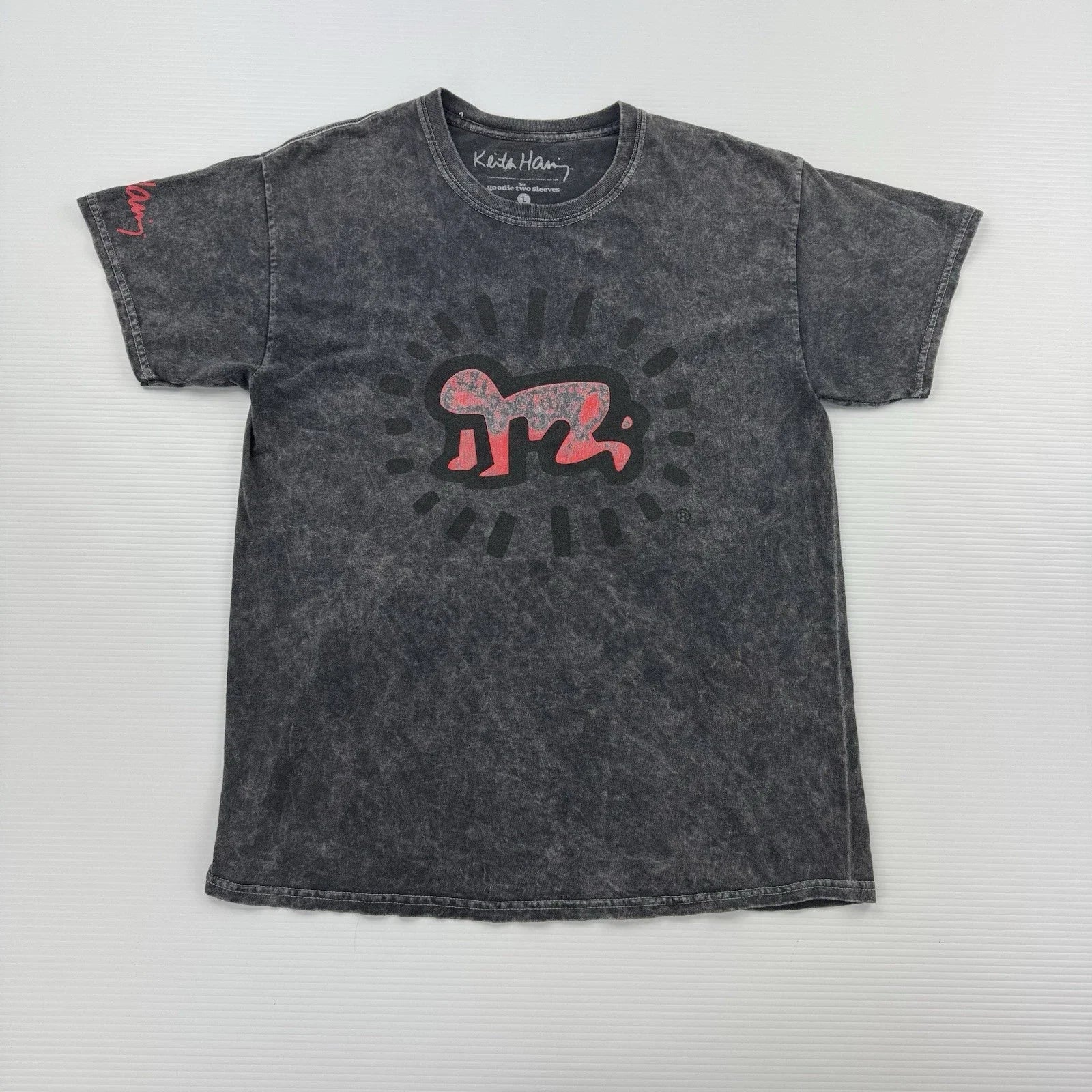 Keith Haring T Shirt Mens Large Gray Acid Wash Graphic Art Tee Cotton Unisex T-shirt, Sweatshirt, Hoodie, Long Sleeve Tee - T-Shirt, Sweatshirt, Hoodie