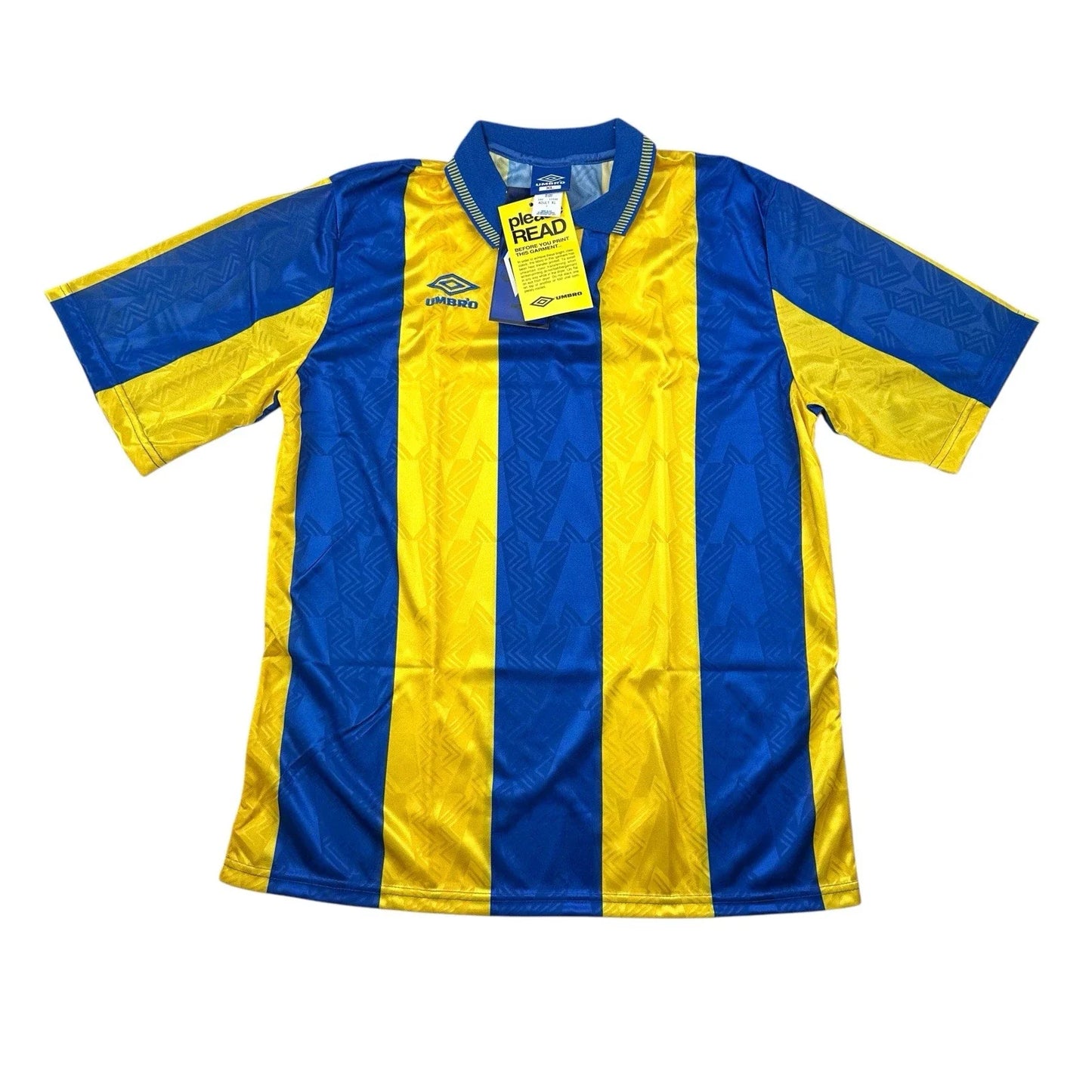 Umbro Vintage 90s Football Shirt Mens XL Blue Yellow Template NWT Made In USA Unisex T-shirt, Sweatshirt, Hoodie, Long Sleeve Tee - T-Shirt, Sweatshirt, Hoodie