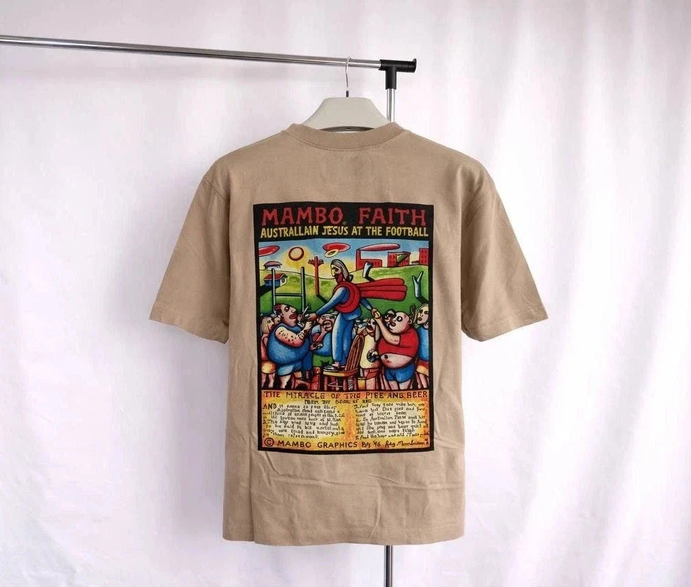 Mambo Australia Graphic T Shirt Beige Back Print Surf Skate Mens Size M Vintage Unisex T-shirt, Sweatshirt, Hoodie, Long Sleeve Tee - T-Shirt, Sweatshirt, Hoodie