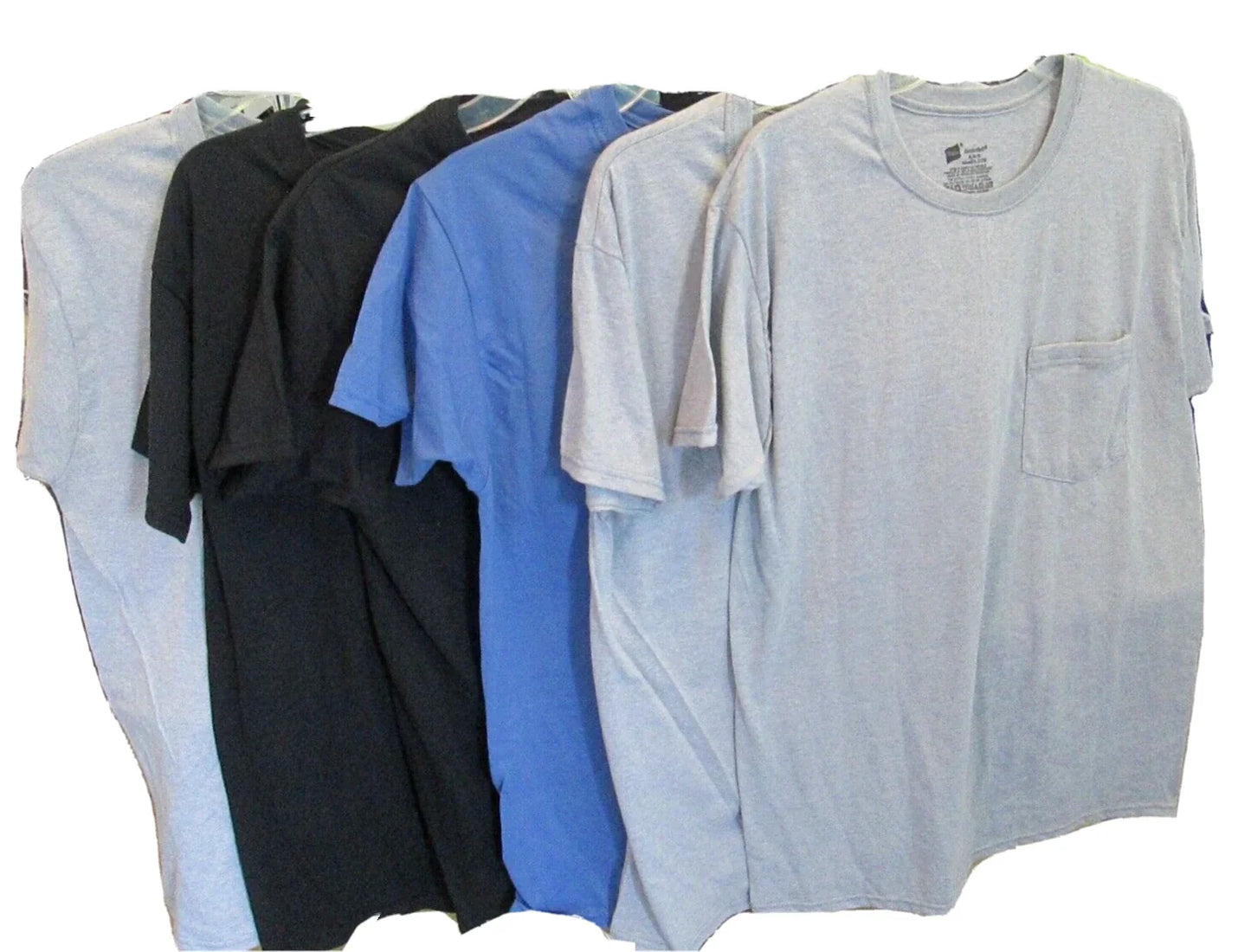 6 MEDIUM Hanes Comfort Soft Men's Pocket T-Shirts SS Colored BLUE BLACK GRAY New Unisex T-shirt, Sweatshirt, Hoodie, Long Sleeve Tee - T-Shirt, Sweatshirt, Hoodie