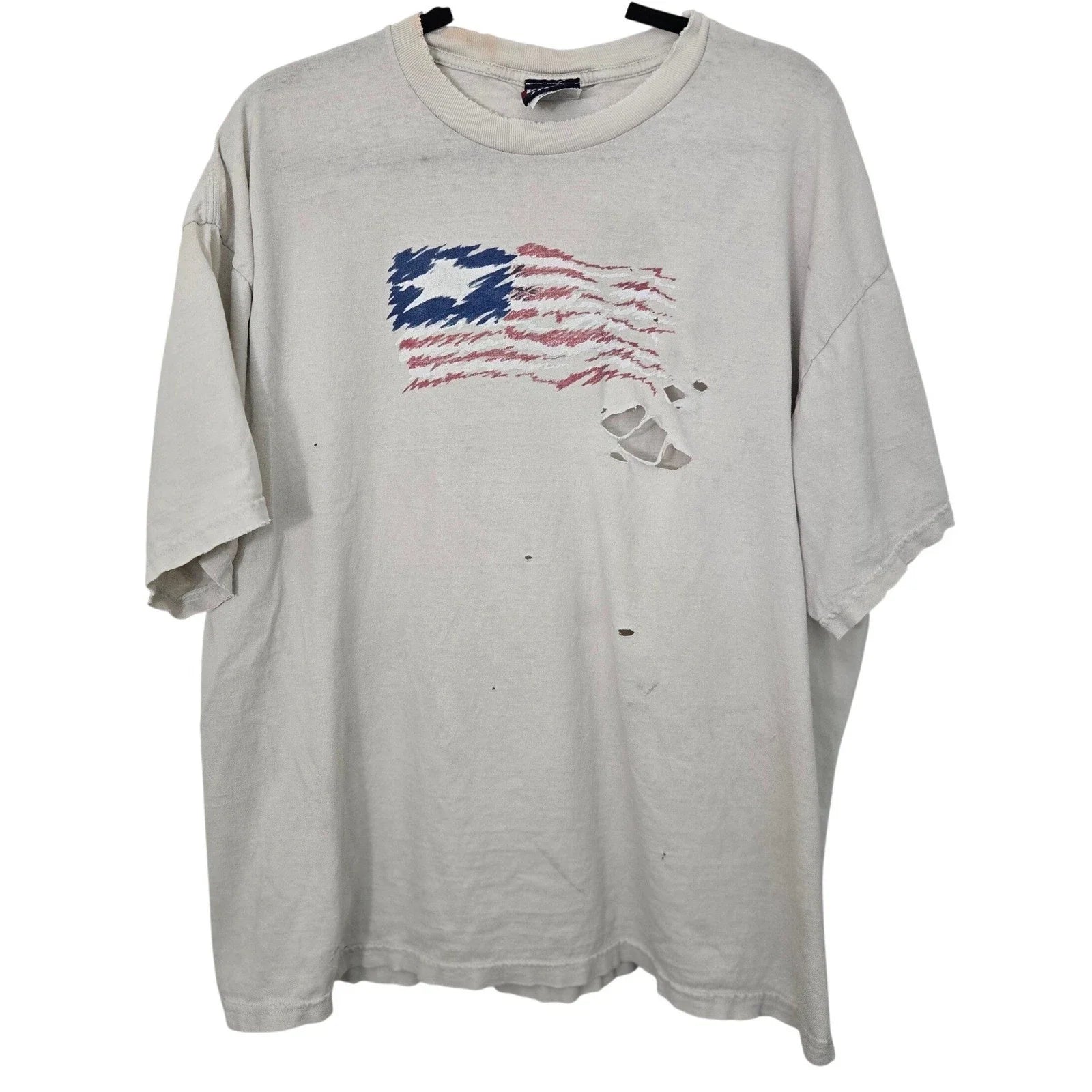 Vintage Y2K Thrashed American Flag Graphic T Shirt Mens XL Distressed Grunge Unisex T-shirt, Sweatshirt, Hoodie, Long Sleeve Tee - T-Shirt, Sweatshirt, Hoodie
