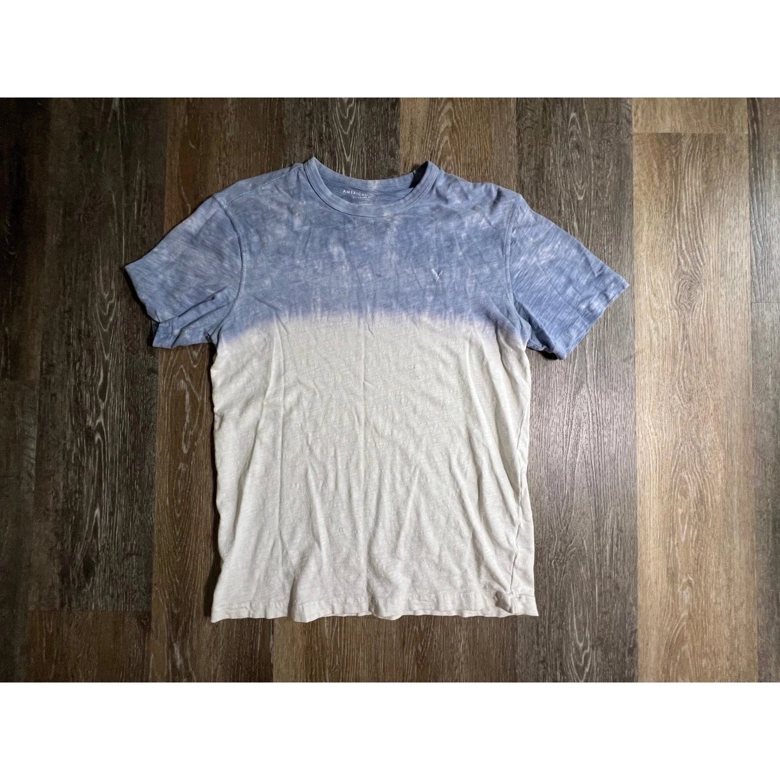 American Eagle T-Shirt Mens Small Blue White Dip Dye Ombre Super Soft Slub Knit Unisex T-shirt, Sweatshirt, Hoodie, Long Sleeve Tee - T-Shirt, Sweatshirt, Hoodie