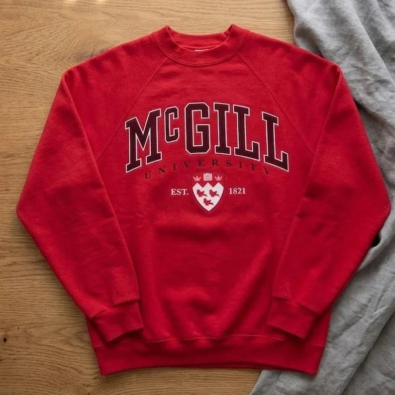 Vintage 90s McGill University Sweatshirt Crewneck College Retro Shirt Unisex T-shirt, Sweatshirt, Hoodie, Long Sleeve Tee - T-Shirt, Sweatshirt, Hoodie