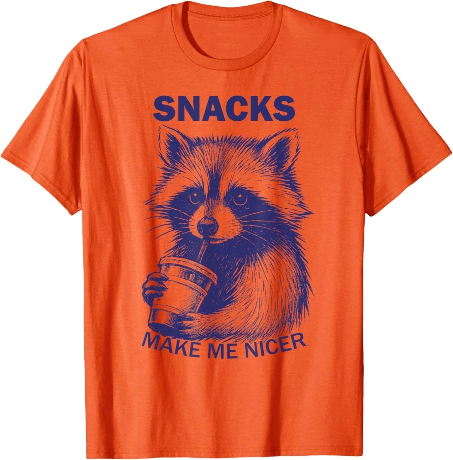Snacks Make Me Nicer Raccoon Animal Sarcastic Saying Unisex T-Shirt Unisex T-shirt, Sweatshirt, Hoodie, Long Sleeve Tee - T-Shirt, Sweatshirt, Hoodie