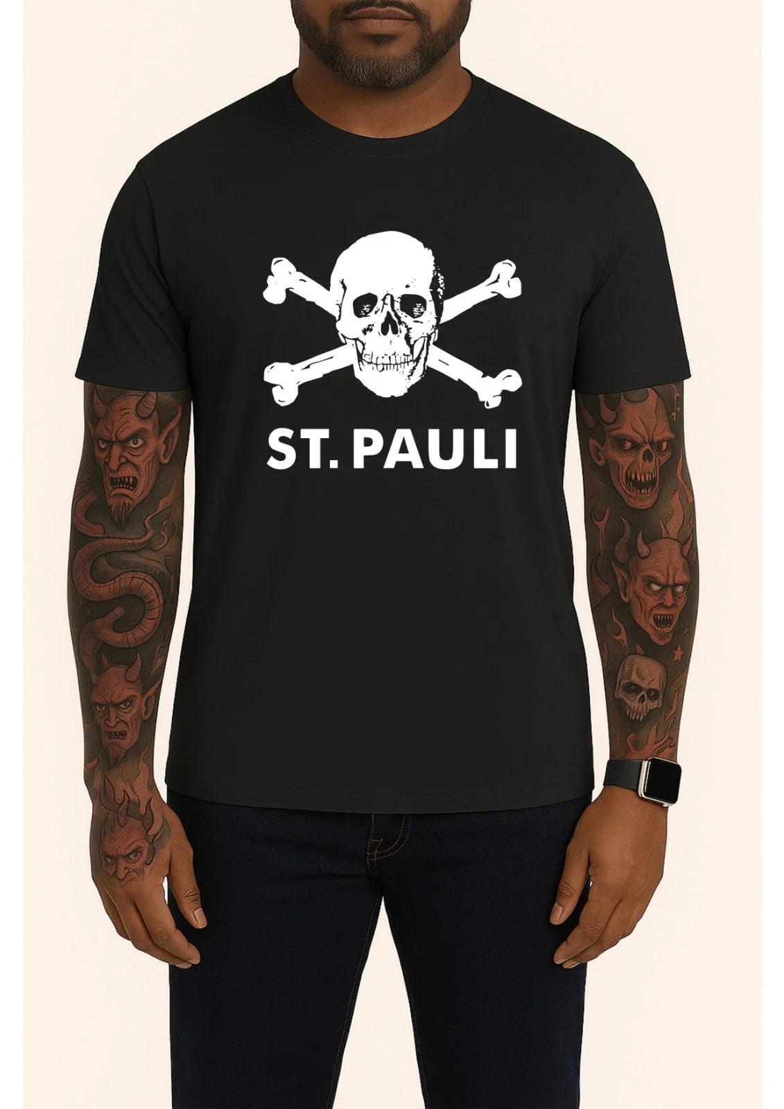 St. Pauli Skull & Crossbones T-Shirt Black Graphic Tee Punk Streetwear Football Unisex T-shirt, Sweatshirt, Hoodie, Long Sleeve Tee - T-Shirt, Sweatshirt, Hoodie