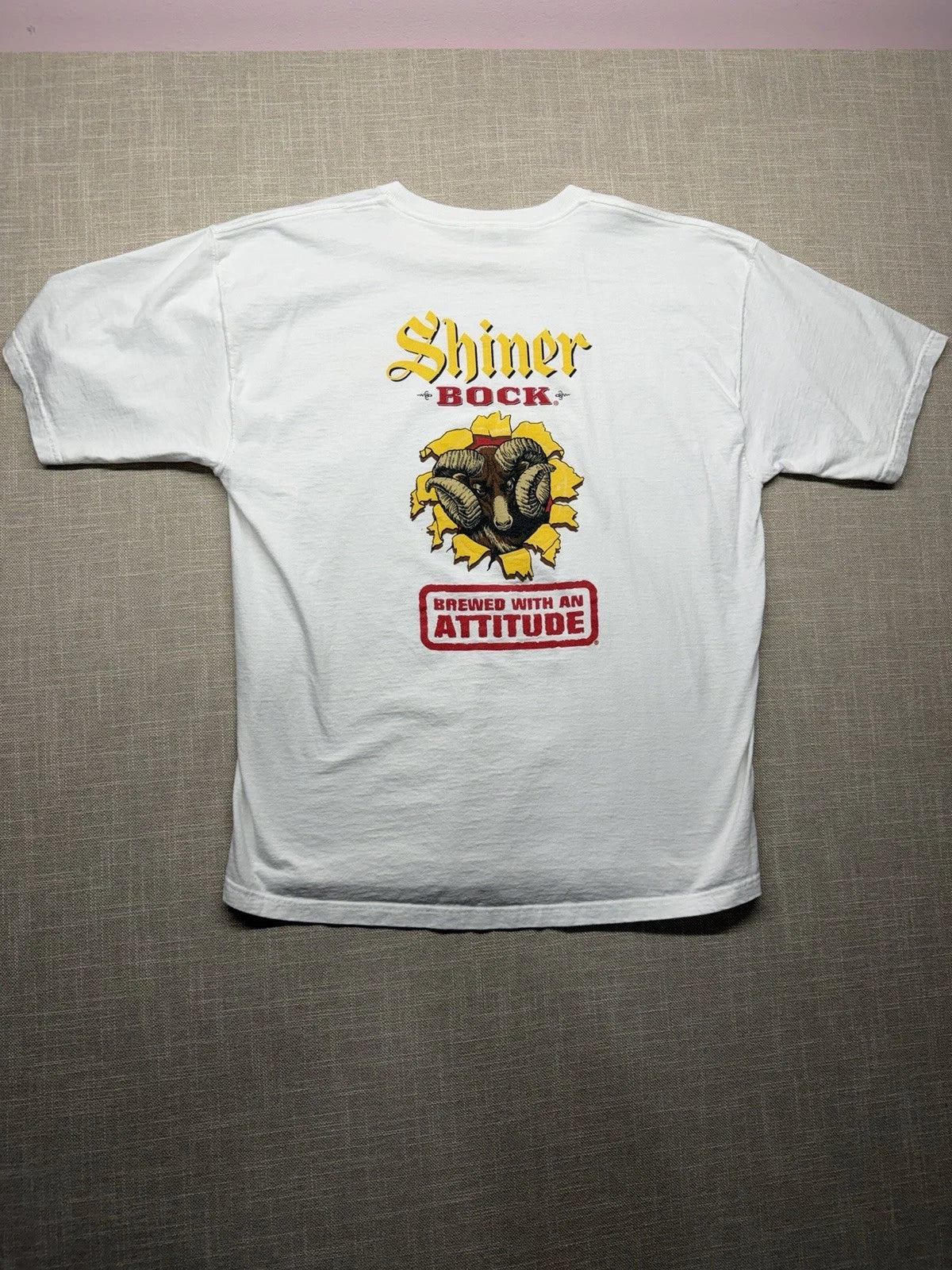 RARE VTG Shiner Bock Brewed With An Attitude Ram Head Beer T-Shirt XL Unisex T-shirt, Sweatshirt, Hoodie, Long Sleeve Tee - T-Shirt, Sweatshirt, Hoodie