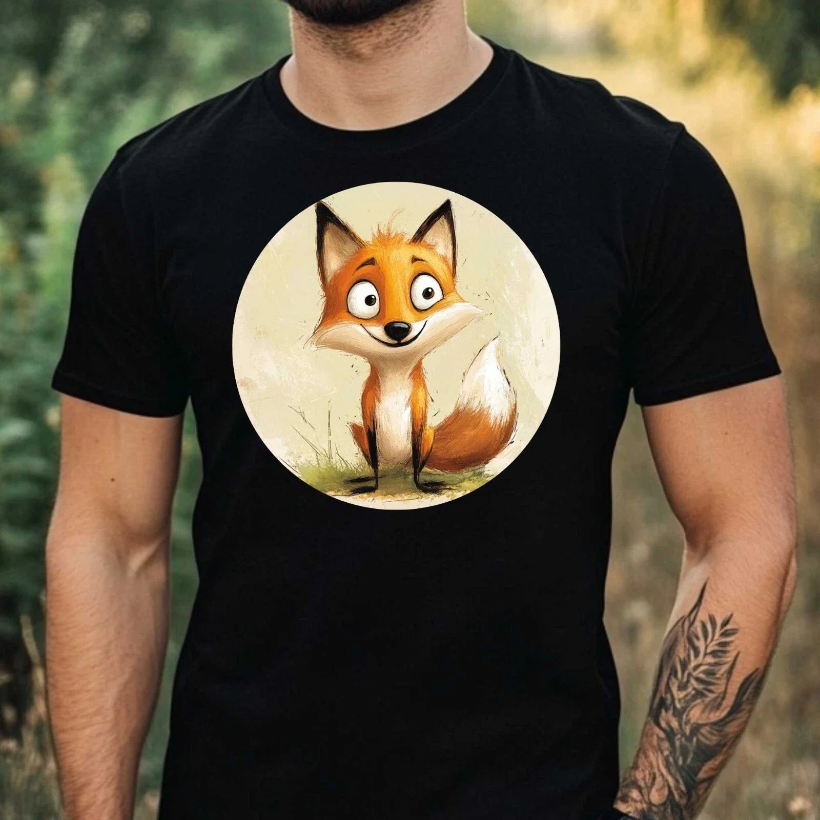 Mens Funny Cartoon Fox Motif Cotton T-Shirt Size XS to 5XL Unisex T-shirt, Sweatshirt, Hoodie, Long Sleeve Tee - T-Shirt, Sweatshirt, Hoodie