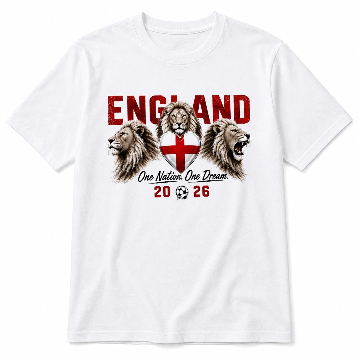 England One Nation One Dream T-Shirt World Cup 2026 Lions Football Fan Tee Unisex T-shirt, Sweatshirt, Hoodie, Long Sleeve Tee - T-Shirt, Sweatshirt, Hoodie