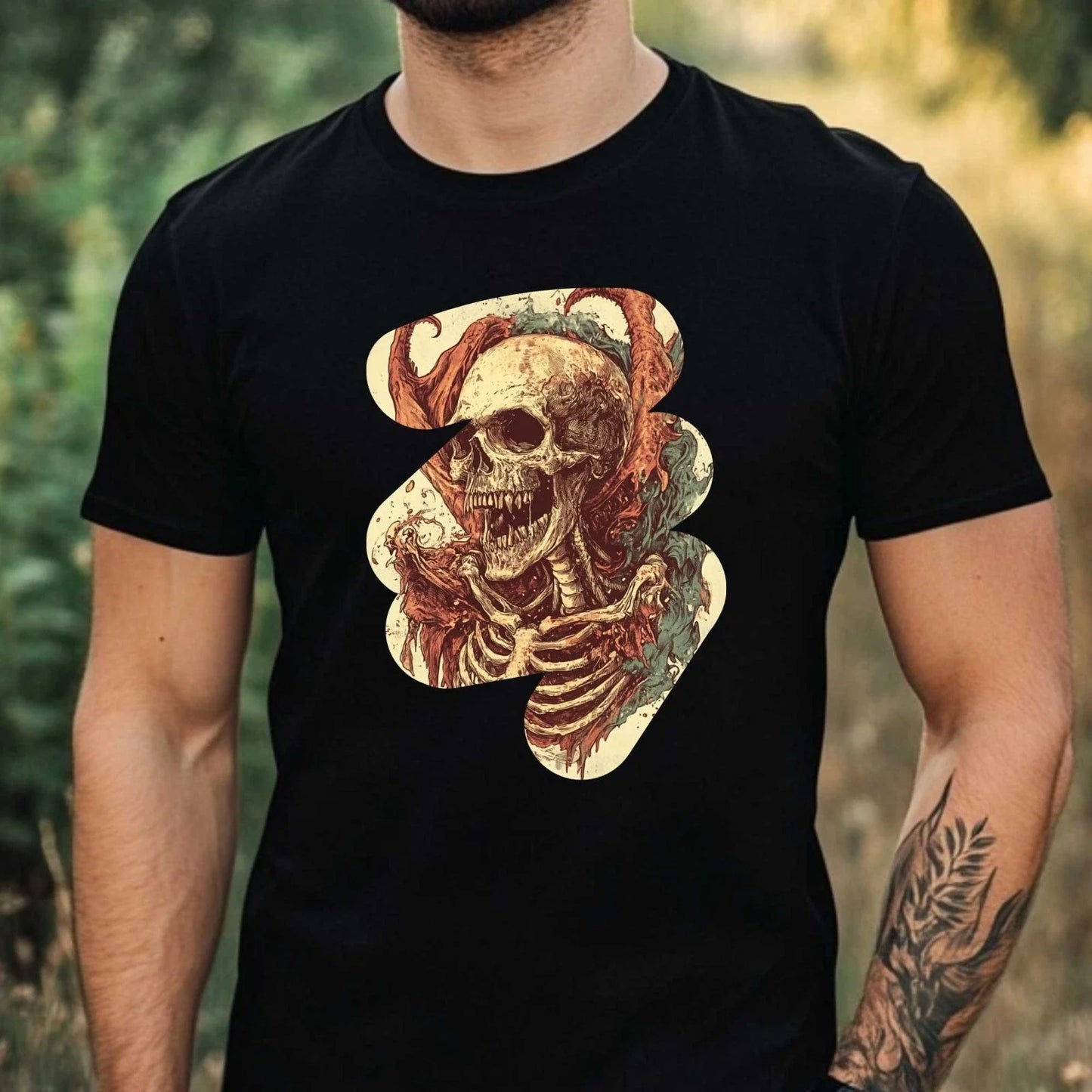 Mens Skeleton Demon Hell Creature Motif Cotton T-Shirt Size XS to 5XL Unisex T-shirt, Sweatshirt, Hoodie, Long Sleeve Tee - T-Shirt, Sweatshirt, Hoodie