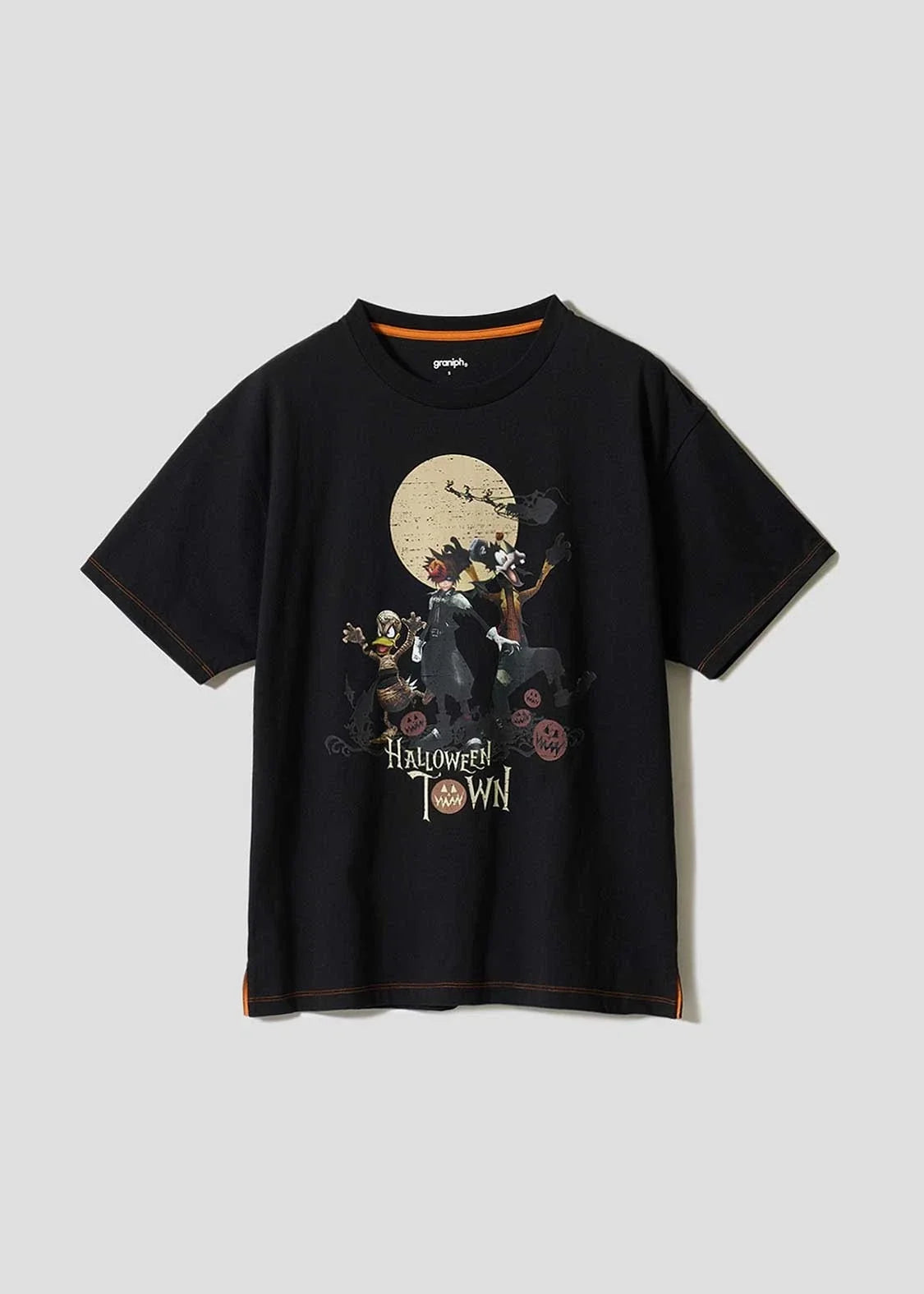[Graniph]Kingdom Hearts Halloween Town | Big Silhouette T-Shirt Size SS~XL Black Unisex T-shirt, Sweatshirt, Hoodie, Long Sleeve Tee - T-Shirt, Sweatshirt, Hoodie