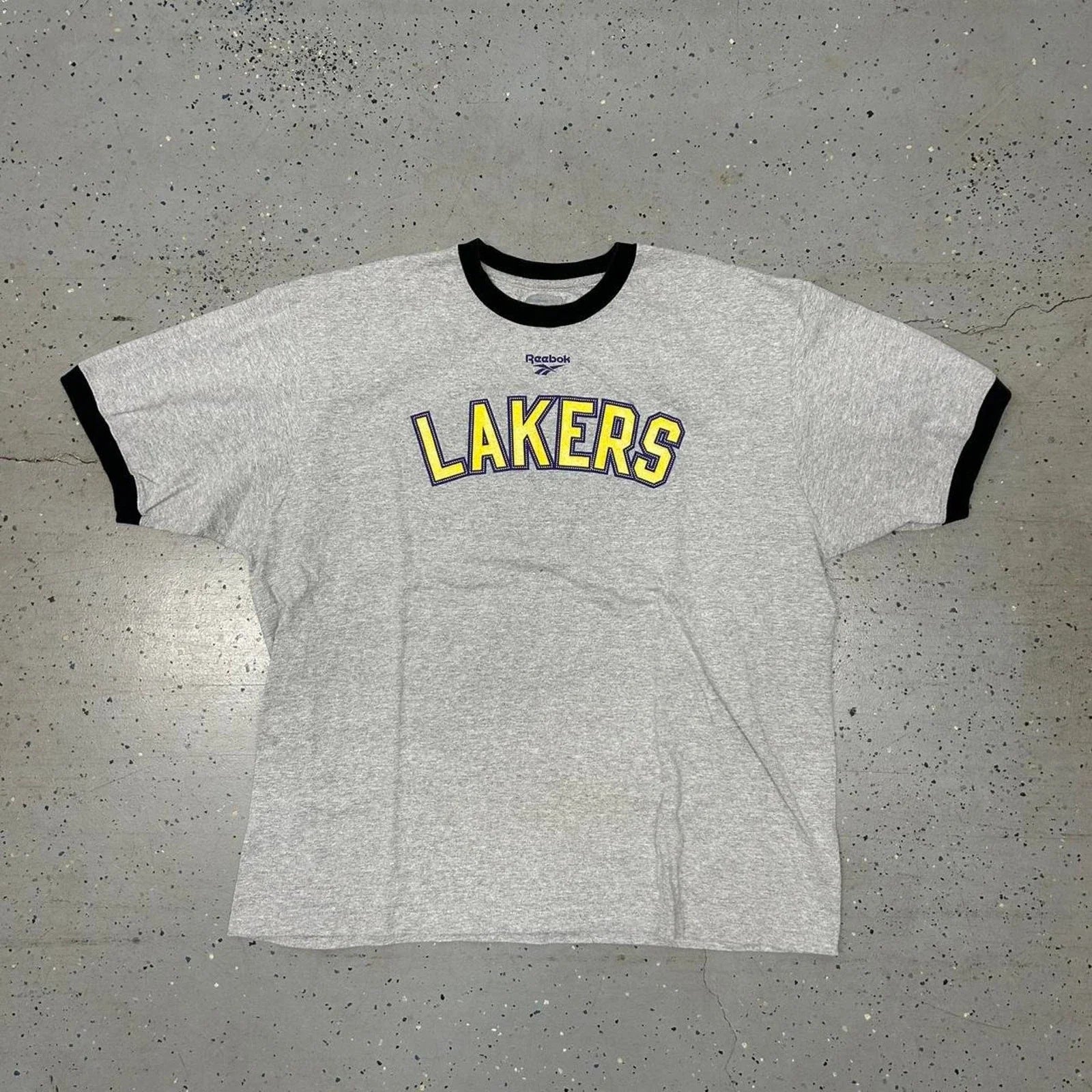 Y2K Grey and yellow Reebok NBA Lakers ringer t-shirt Unisex T-shirt, Sweatshirt, Hoodie, Long Sleeve Tee - T-Shirt, Sweatshirt, Hoodie