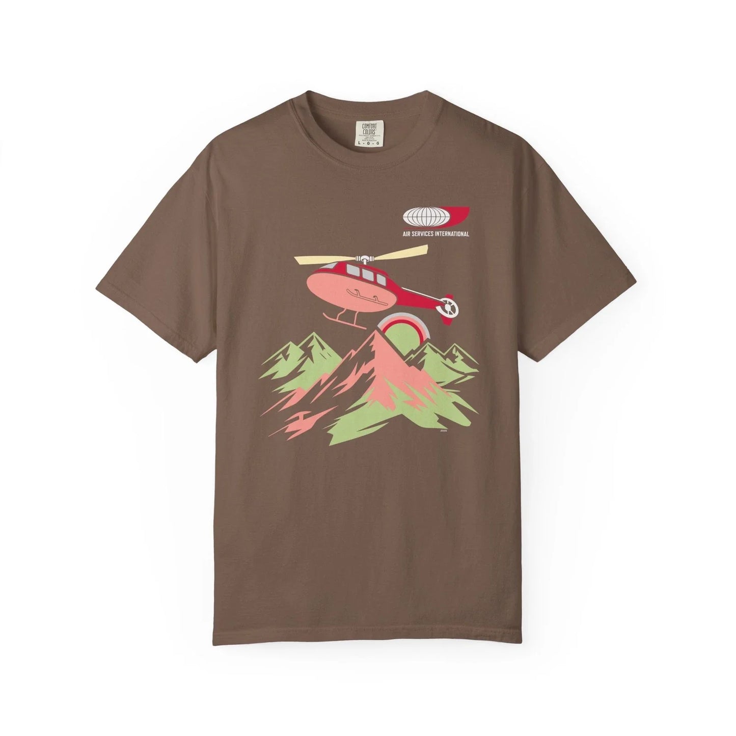 Air Services International Intl. Helicopter Mountains Retro Napoleon Tee T-Shirt Unisex T-shirt, Sweatshirt, Hoodie, Long Sleeve Tee - T-Shirt, Sweatshirt, Hoodie