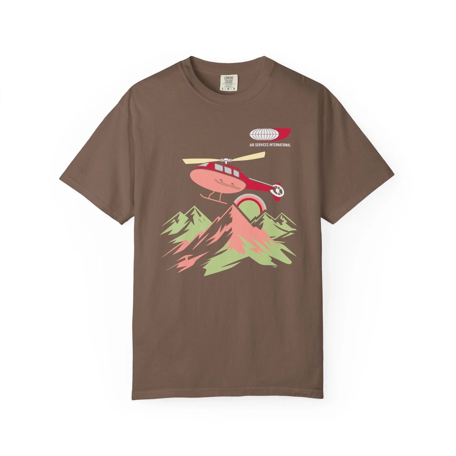 Air Services International Intl. Helicopter Mountains Retro Napoleon Tee T-Shirt Unisex T-shirt, Sweatshirt, Hoodie, Long Sleeve Tee - T-Shirt, Sweatshirt, Hoodie