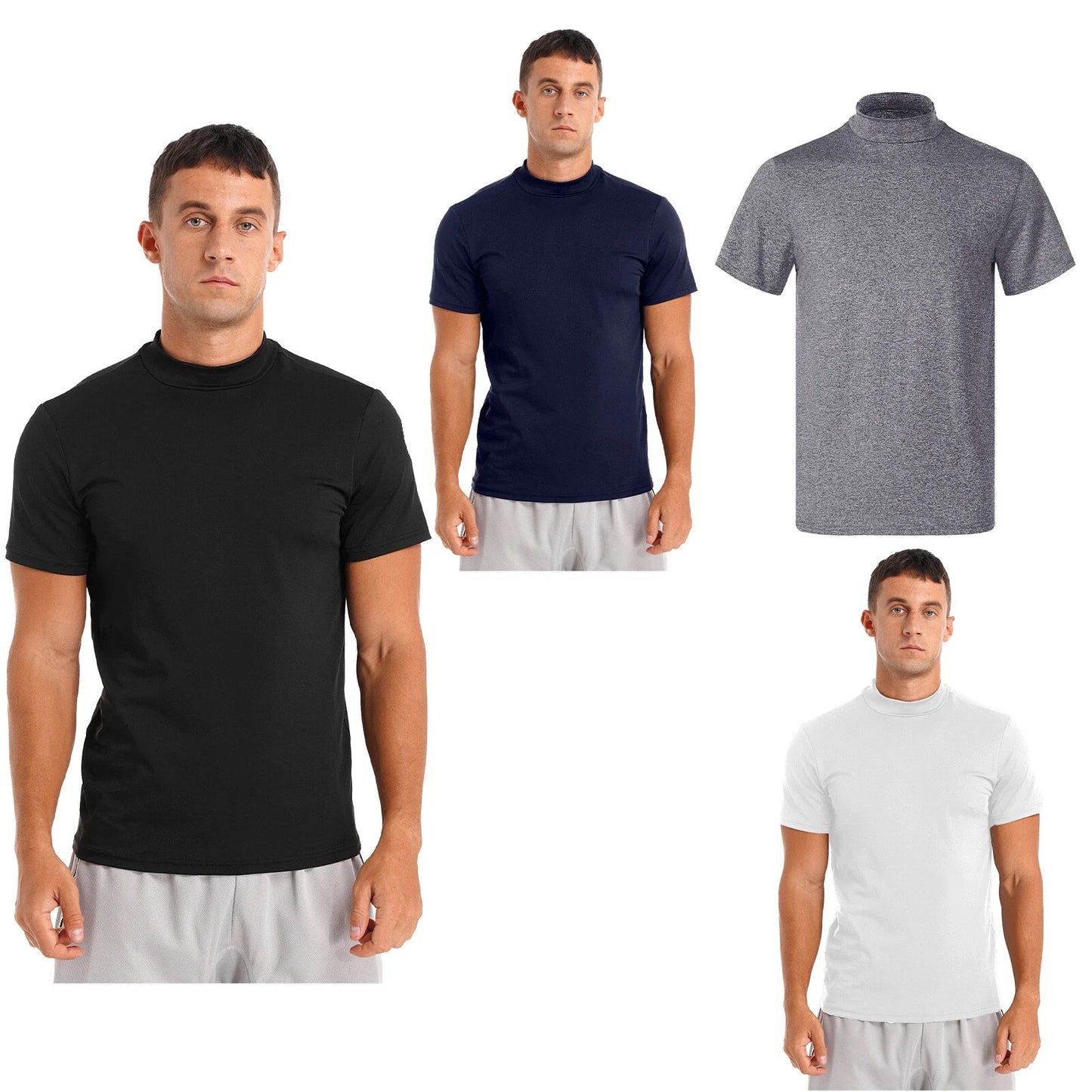 Men's short sleeve undershirt basic T-shirt stand-up collar casual shirt short sleeve shirt - T-Shirt, Sweatshirt, Hoodie