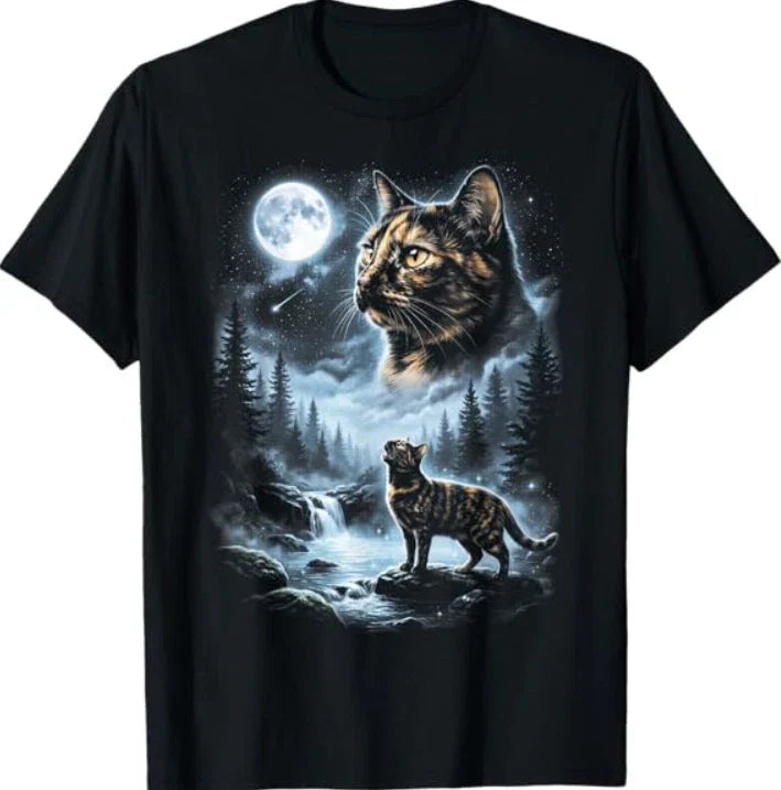 Tortoiseshell Cat Howling at Moon 90's Retro T-Shirt Unisex T-shirt, Sweatshirt, Hoodie, Long Sleeve Tee - T-Shirt, Sweatshirt, Hoodie