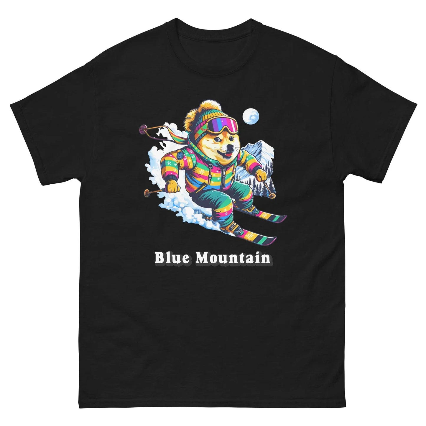 Blue Mountain Doge Skiing Funny Ski Skier Dog Meme Cute Shirt T-Shirt Unisex T-shirt, Sweatshirt, Hoodie, Long Sleeve Tee - T-Shirt, Sweatshirt, Hoodie