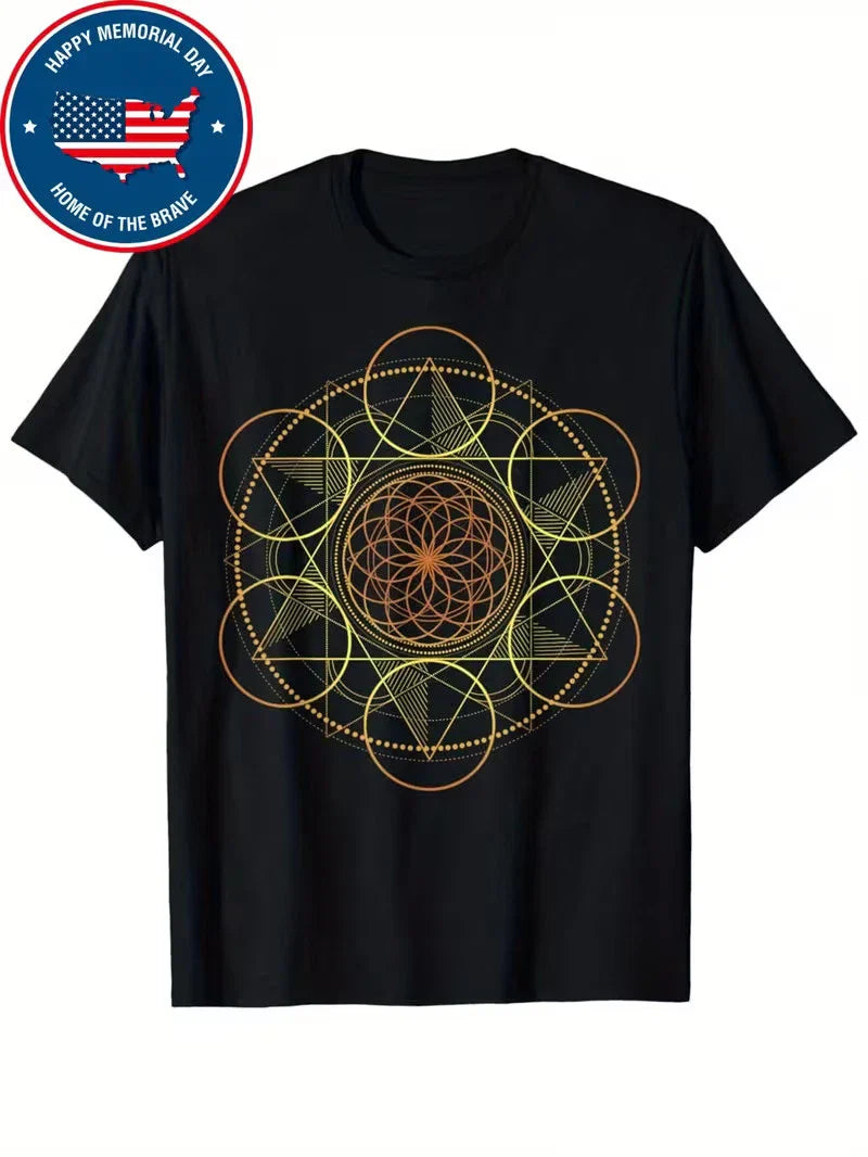 Men's Prana Art Yoga Mandala T-Shirt - Sacred Geometry Meditation Design, Black Unisex T-shirt, Sweatshirt, Hoodie, Long Sleeve Tee - T-Shirt, Sweatshirt, Hoodie