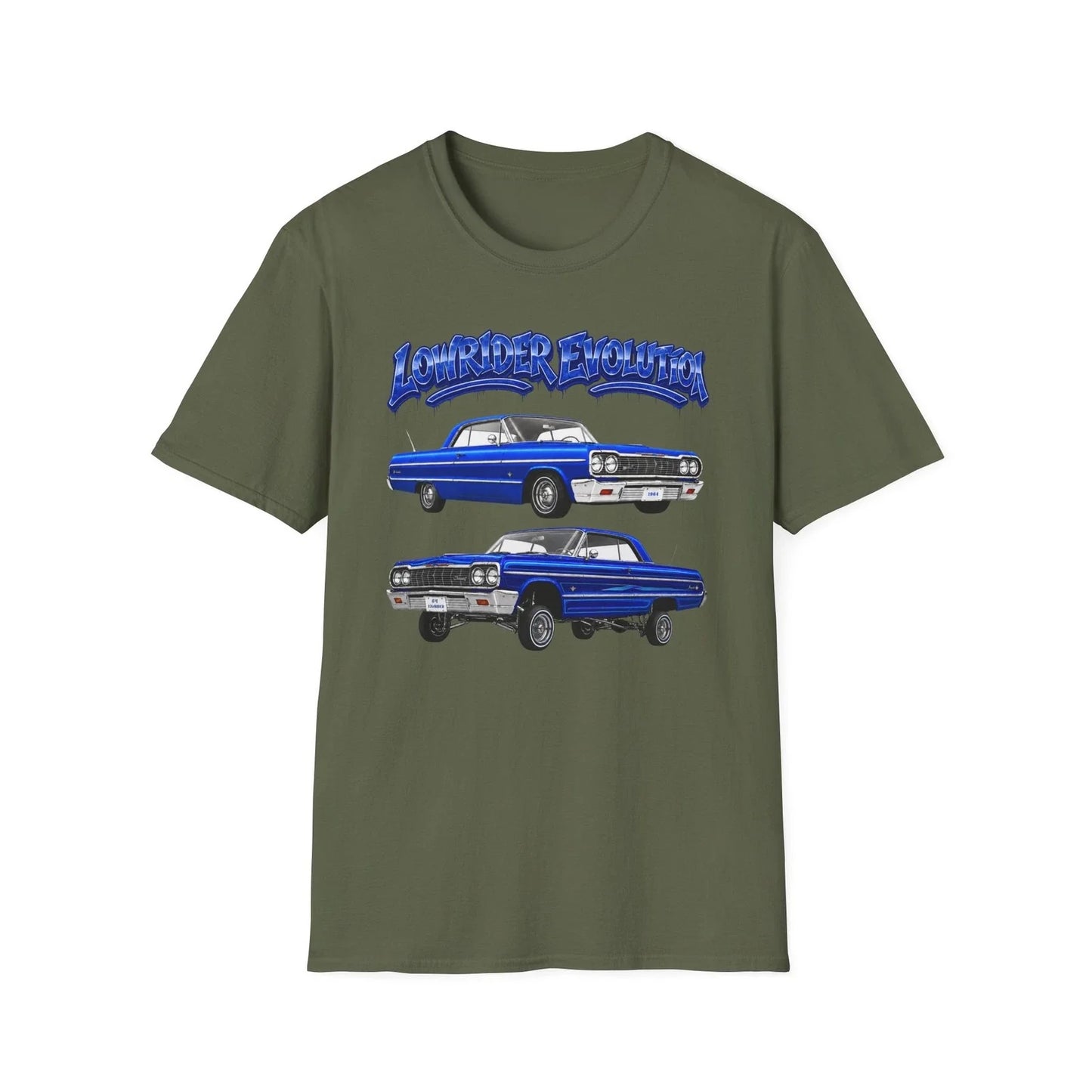 Lowrider Evolution Shirt, Blue Lowrider Tee, Car Enthusiast Gift, 64 Impala Unisex T-shirt, Sweatshirt, Hoodie, Long Sleeve Tee - T-Shirt, Sweatshirt, Hoodie