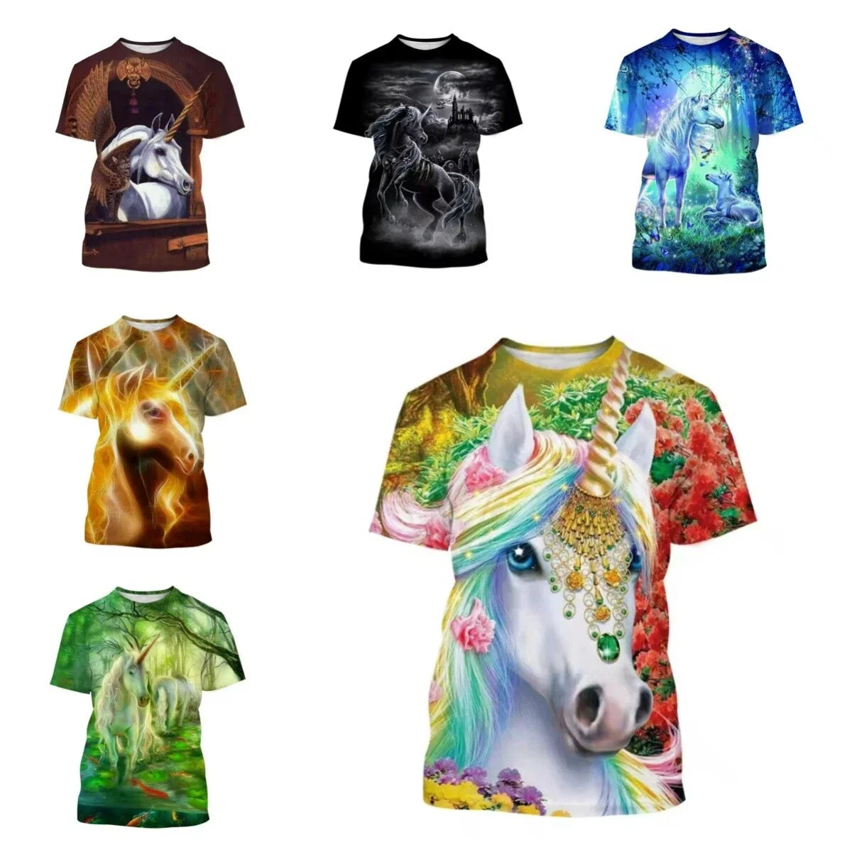 Fashion Unicorn Loose 3D Print Women Men Short Sleeve T-shirt Tops Casual Tee Unisex T-shirt, Sweatshirt, Hoodie, Long Sleeve Tee - T-Shirt, Sweatshirt, Hoodie
