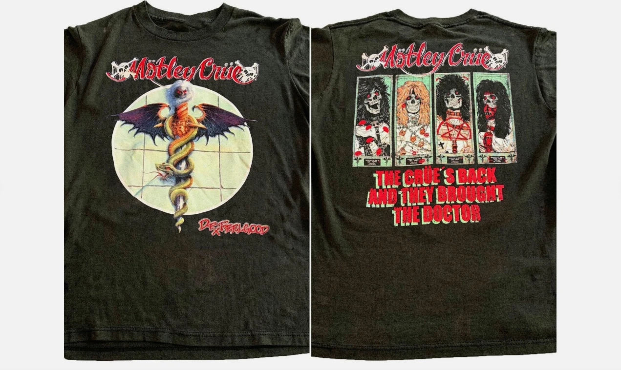 Motley Crue Rock band Dr Feel Good Short Sleeve 2 sided T shirt Unisex T-shirt, Sweatshirt, Hoodie, Long Sleeve Tee - T-Shirt, Sweatshirt, Hoodie