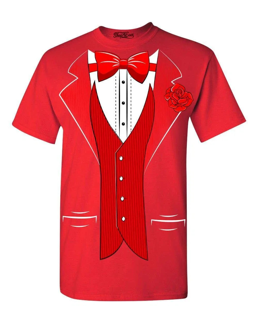 Red Bow Tie Tuxedo Costume T-shirt Rose Boutonniere Prom Suit Shirts Unisex T-shirt, Sweatshirt, Hoodie, Long Sleeve Tee - T-Shirt, Sweatshirt, Hoodie