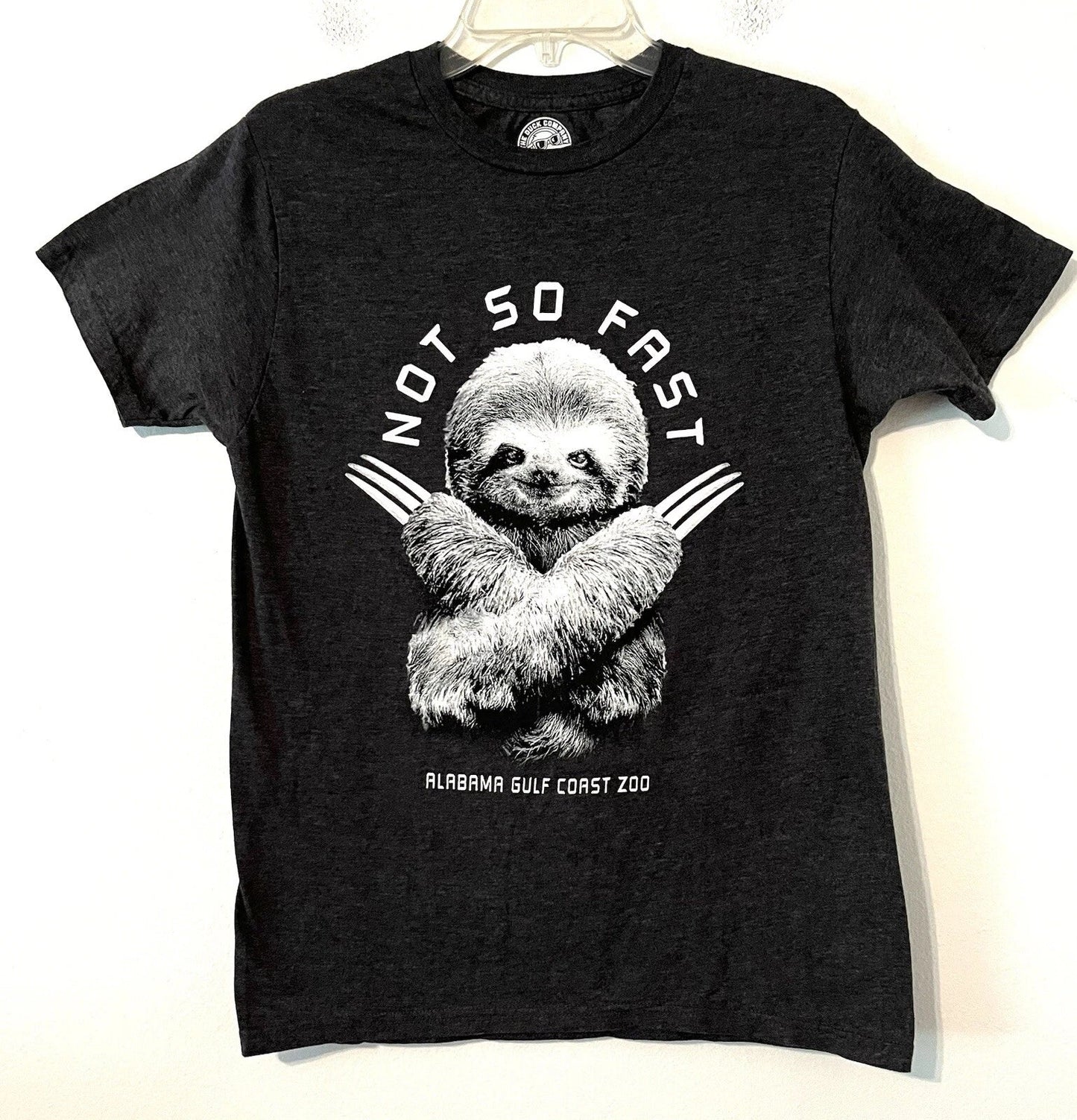 Alabama Gulf Coast Zoo Size S Sloth "Not So Fast" Gray Short Sleeve T Shirt Unisex T-shirt, Sweatshirt, Hoodie, Long Sleeve Tee - T-Shirt, Sweatshirt, Hoodie
