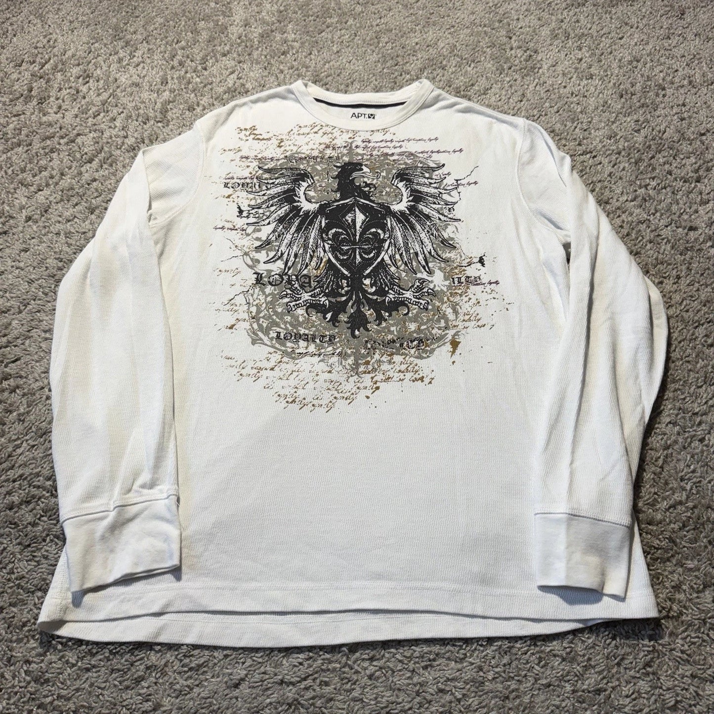 Vintage Y2k Thermal Cyber Goth Shirt Mens Large White Grunge Long Sleeve Unisex T-shirt, Sweatshirt, Hoodie, Long Sleeve Tee - T-Shirt, Sweatshirt, Hoodie