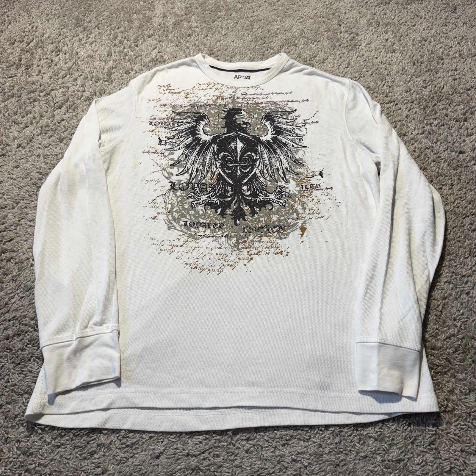 Vintage Y2k Thermal Cyber Goth Shirt Mens Large White Grunge Long Sleeve Unisex T-shirt, Sweatshirt, Hoodie, Long Sleeve Tee - T-Shirt, Sweatshirt, Hoodie