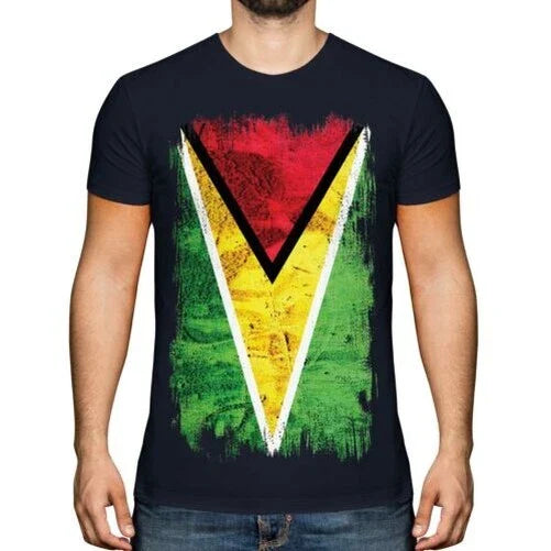 Guyana Grunge Flagge Herren T-Shirt Guyane Fuball Guyana Geschenk Unisex T-shirt, Sweatshirt, Hoodie, Long Sleeve Tee - T-Shirt, Sweatshirt, Hoodie
